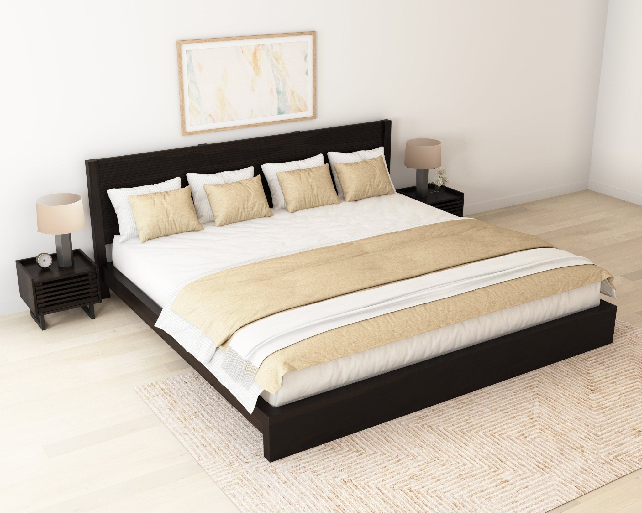 Chicago Ribbed Panel Solid Wood Low Profile Platform Bed