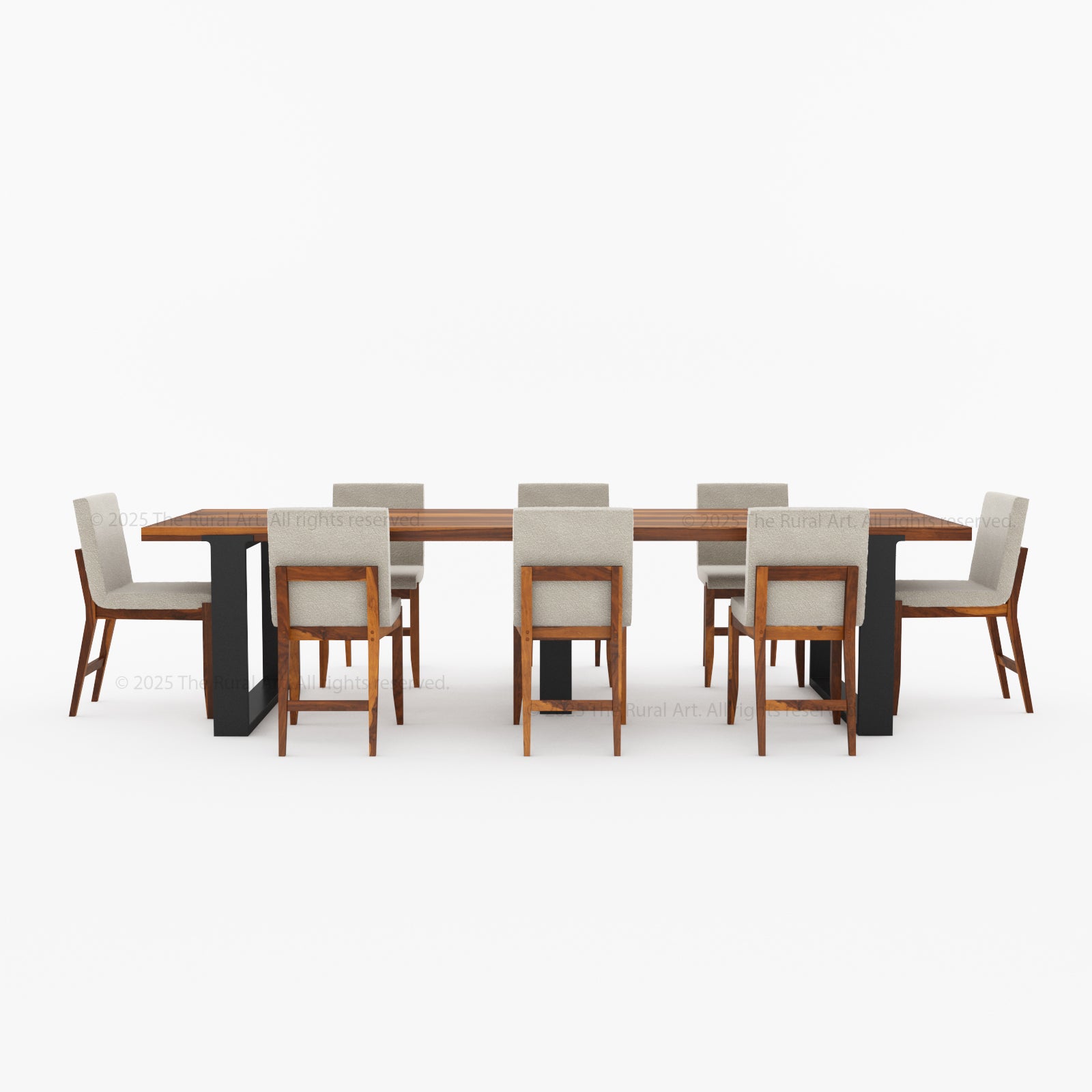 Ashland Modern Solid Wood Dining Table Upholstered Chairs Set with Dual-Tone Legs