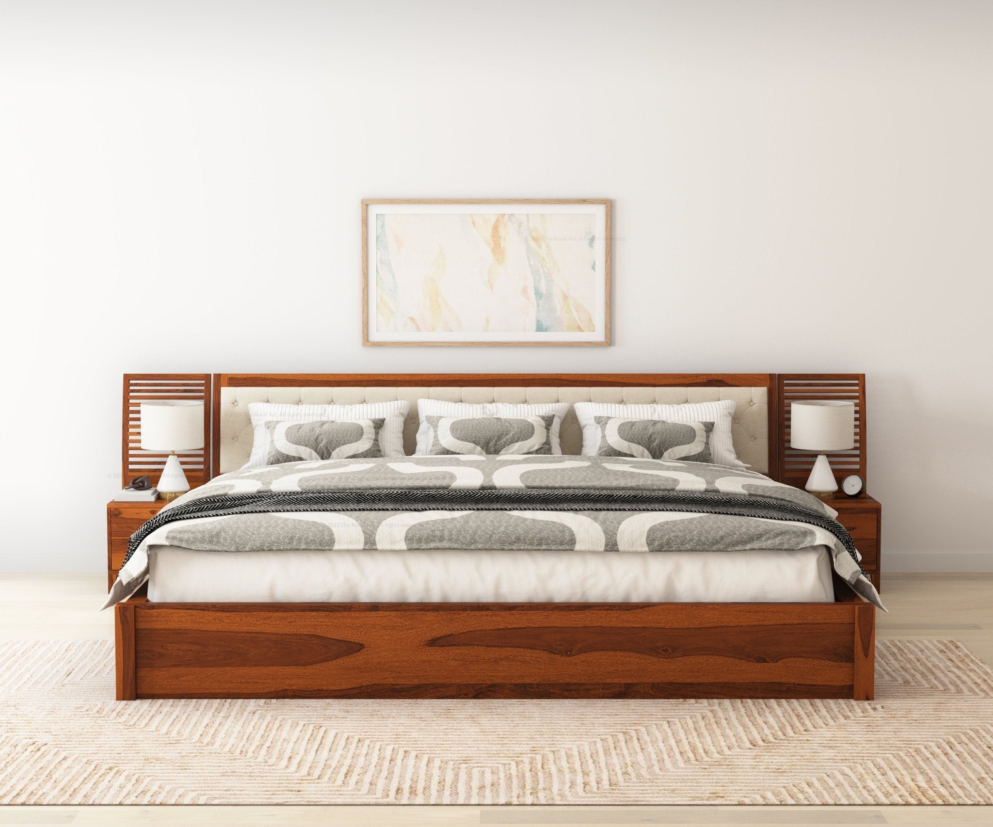 Roselle Storage Bed with Upholstery Headboard