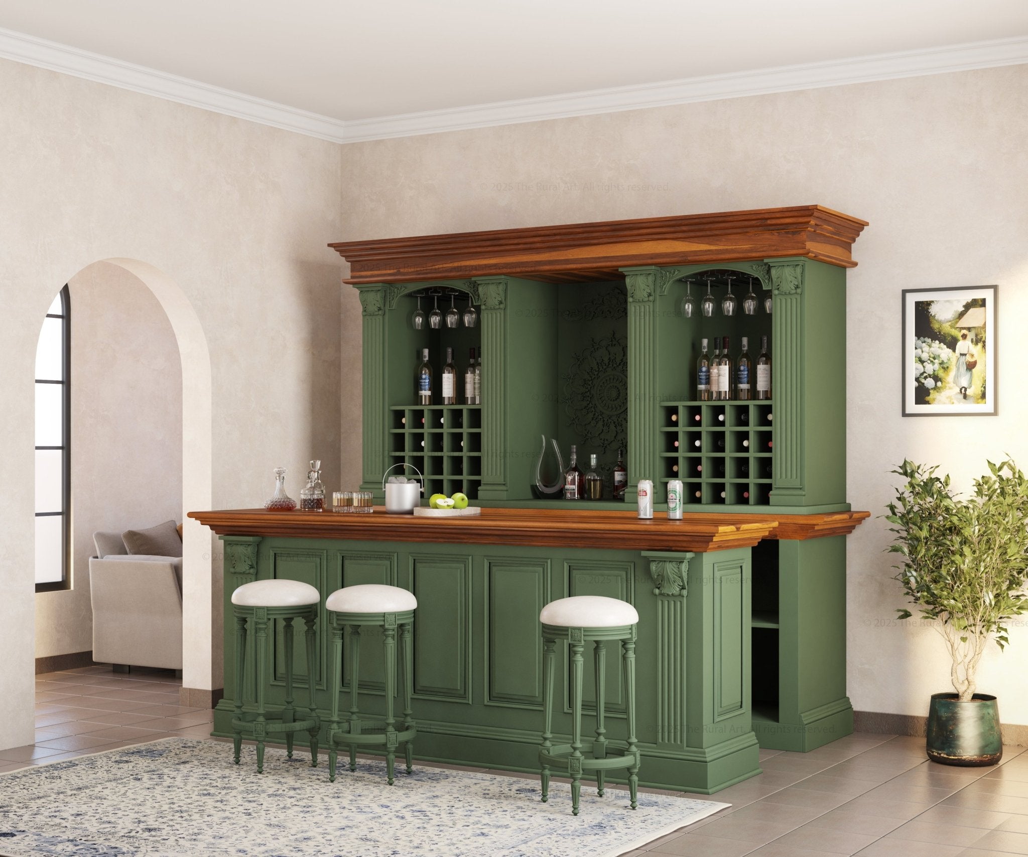 Napa Valley Grandeur Wine Bar Hutch and Counter