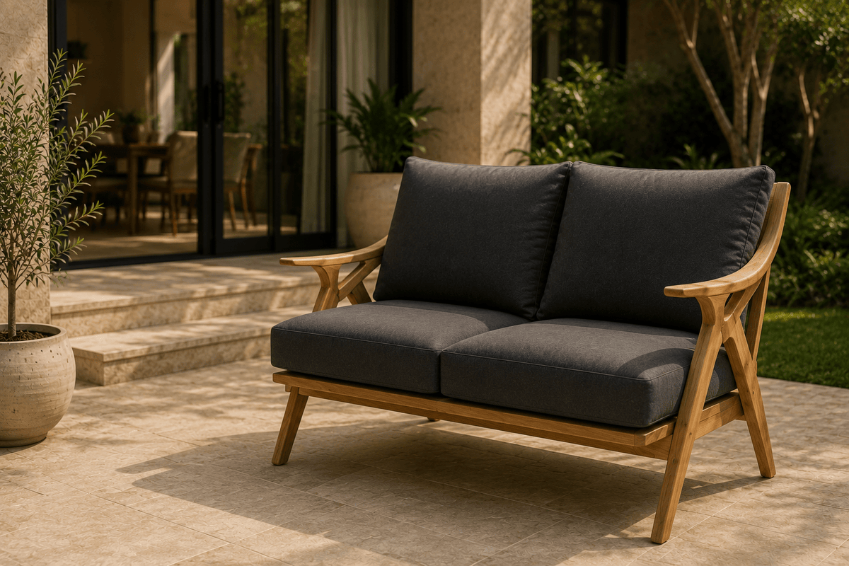 Calexico Solid Teak Wood Lounge Chair with Cushions | 1 Seater & 2 Seater Options