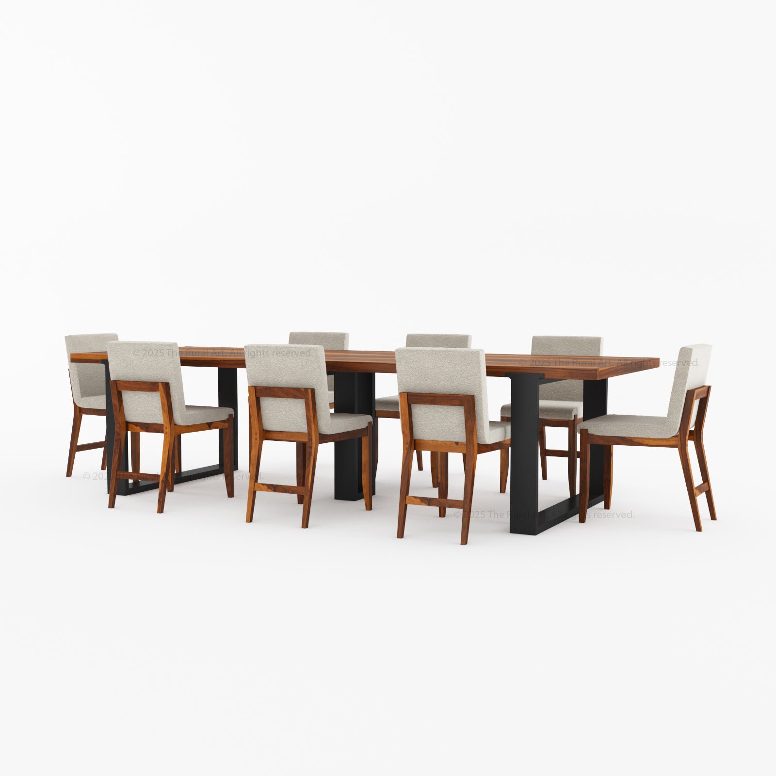 Ashland Modern Solid Wood Dining Table Upholstered Chairs Set with Dual-Tone Legs
