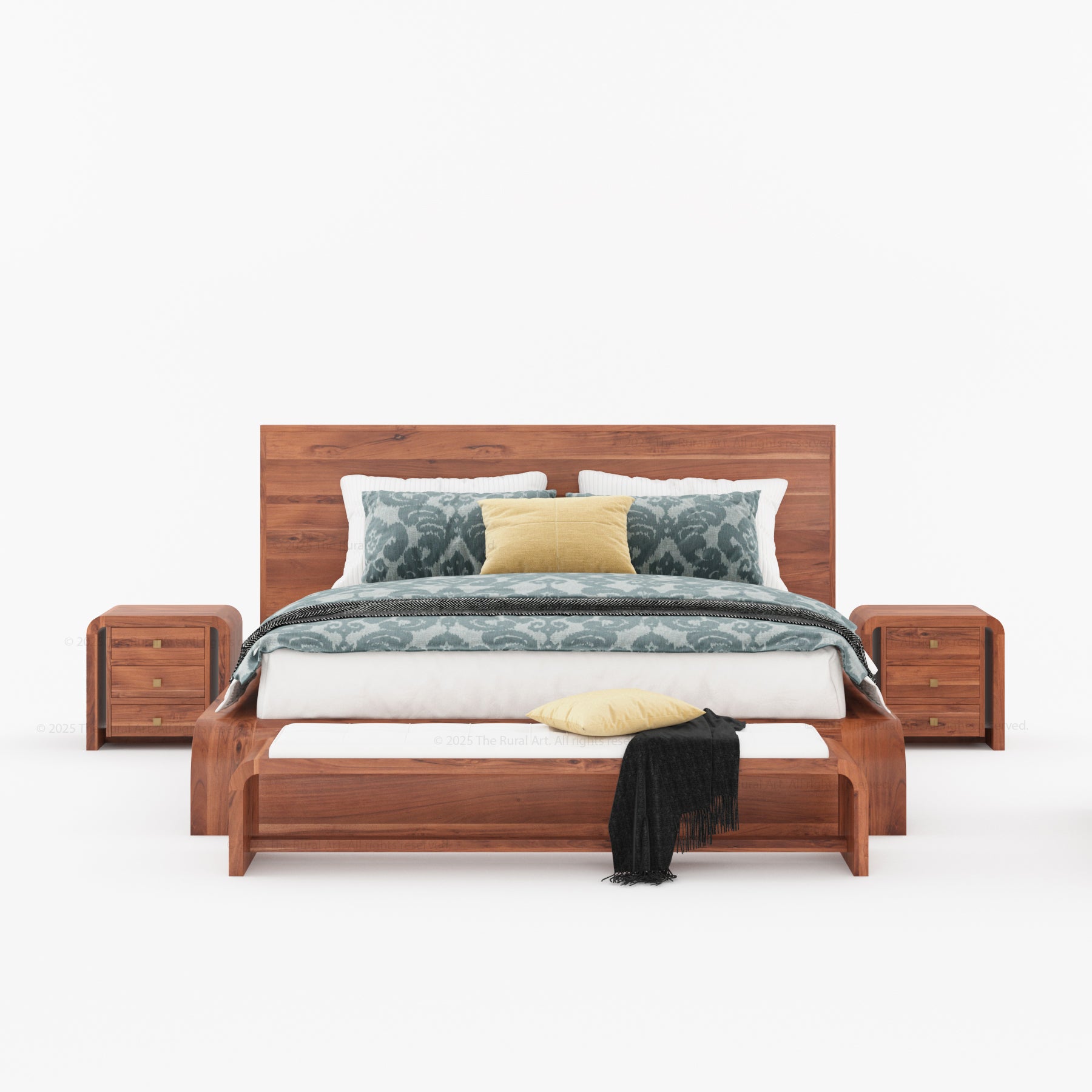 Stockton Solid Wood Curved Platform Bed