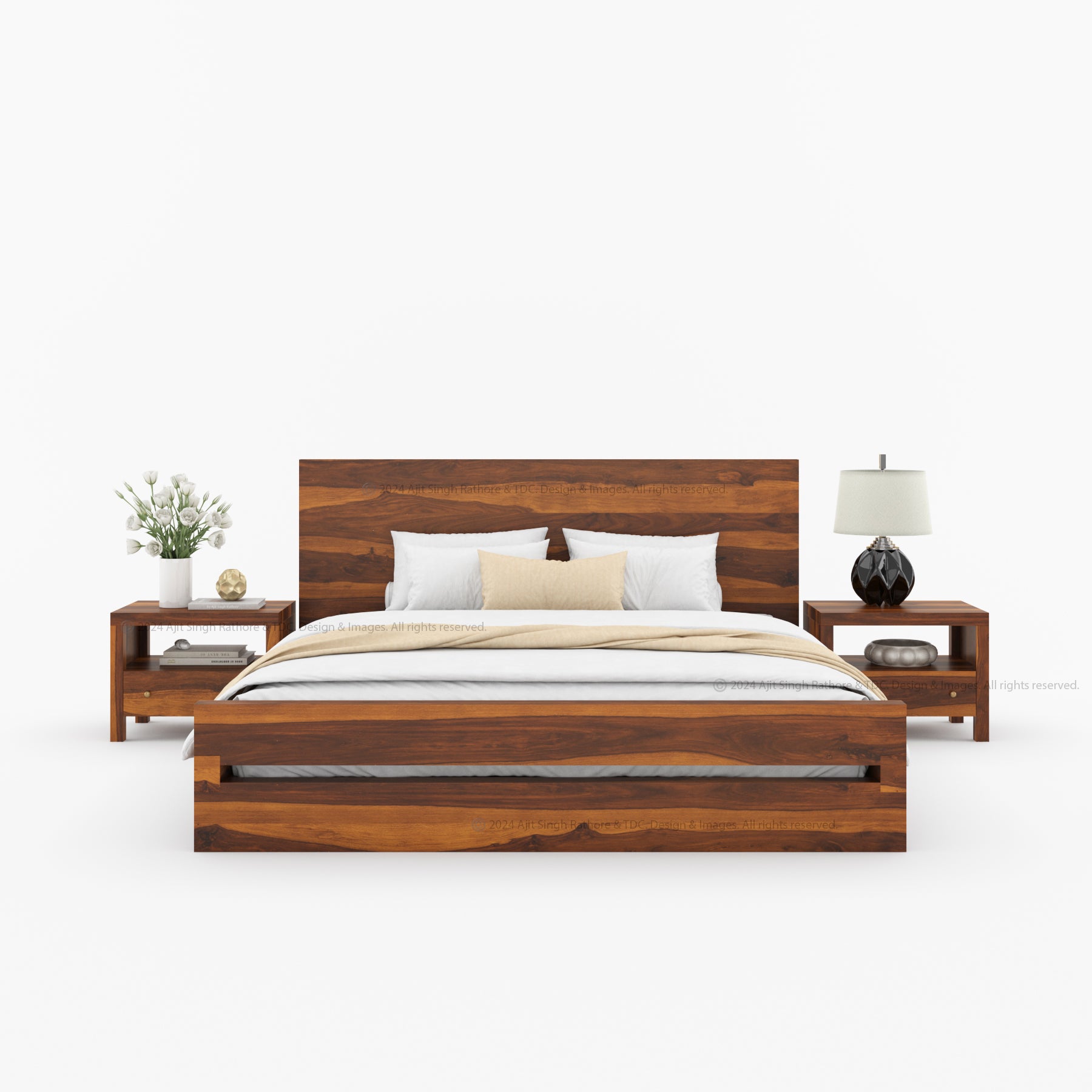 Lompoc Rustic Solid Wood Platform Bed Modern Minimalist Design