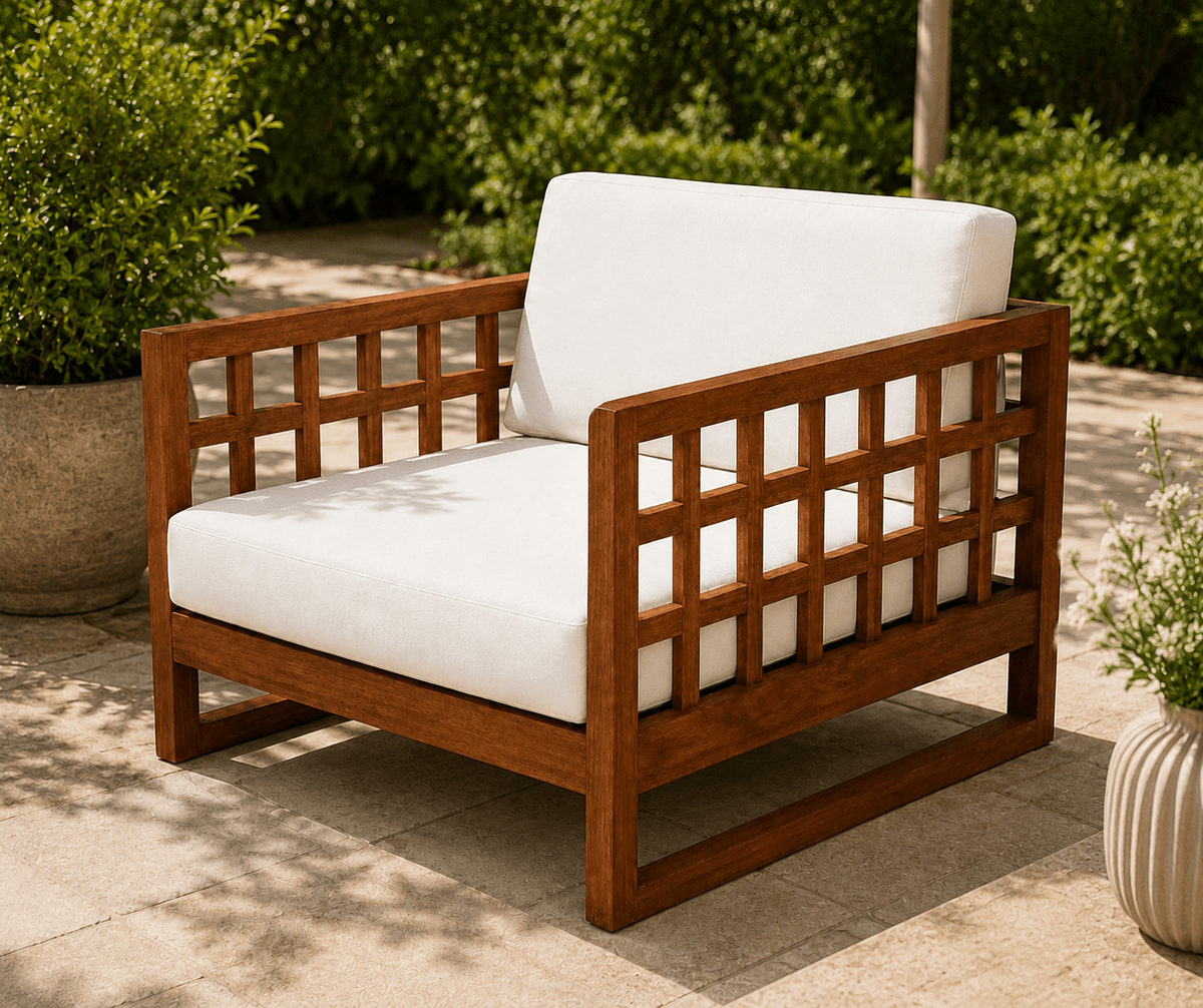 Morocco Solid Wood Outdoor Lounge Chair – 1 Seater Sofa