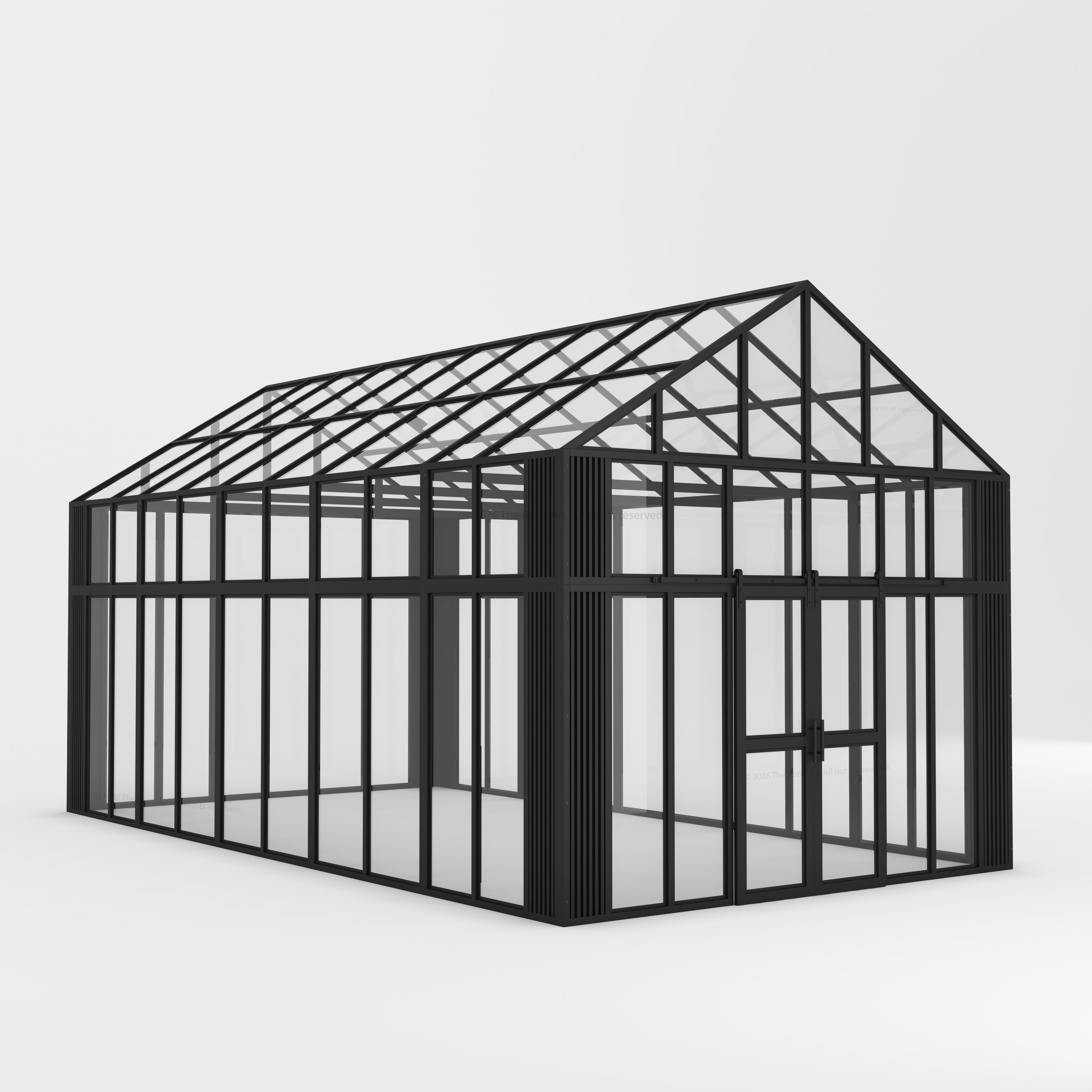 Boulder Estate Black Metal & Glass Greenhouse