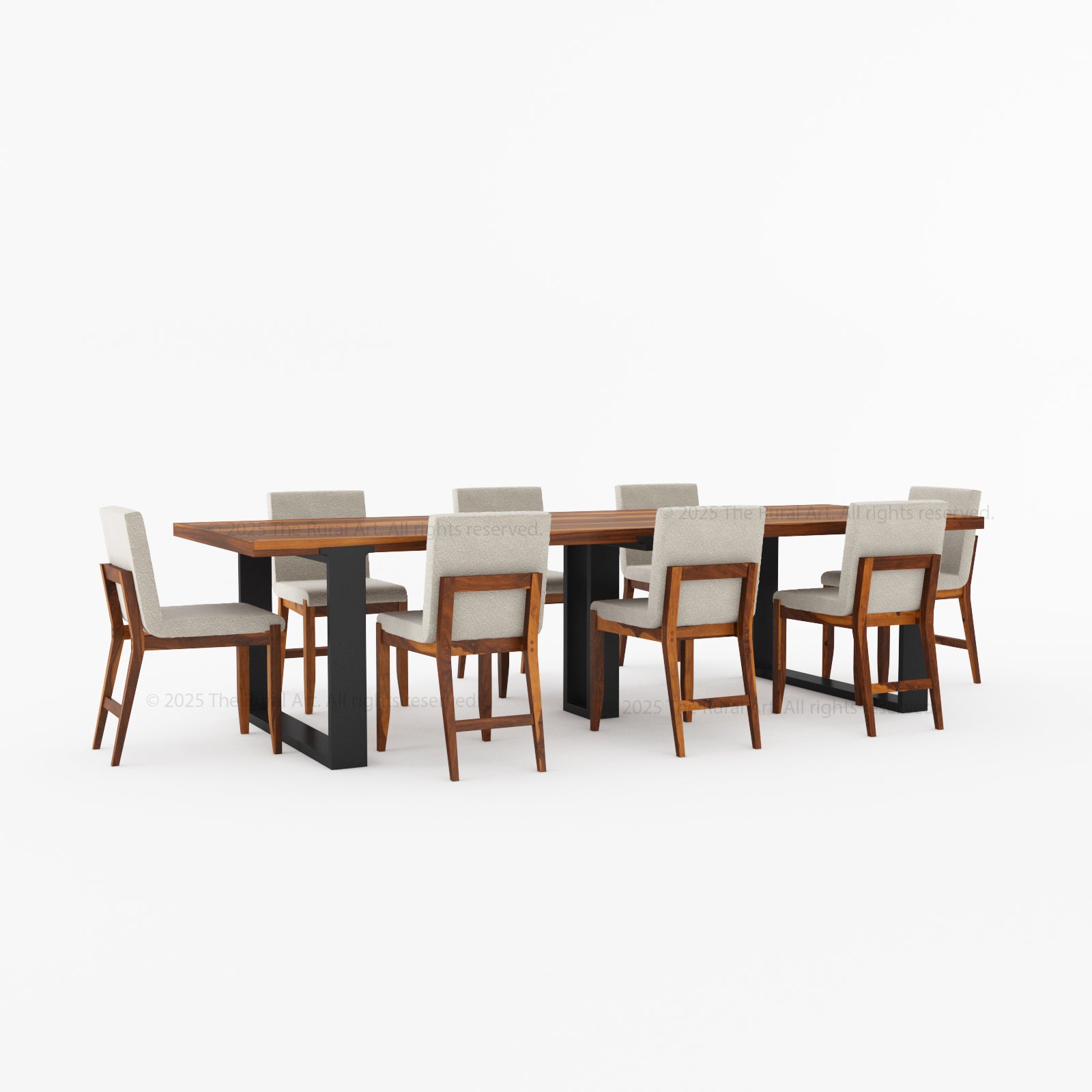 Ashland Modern Solid Wood Dining Table Upholstered Chairs Set with Dual-Tone Legs