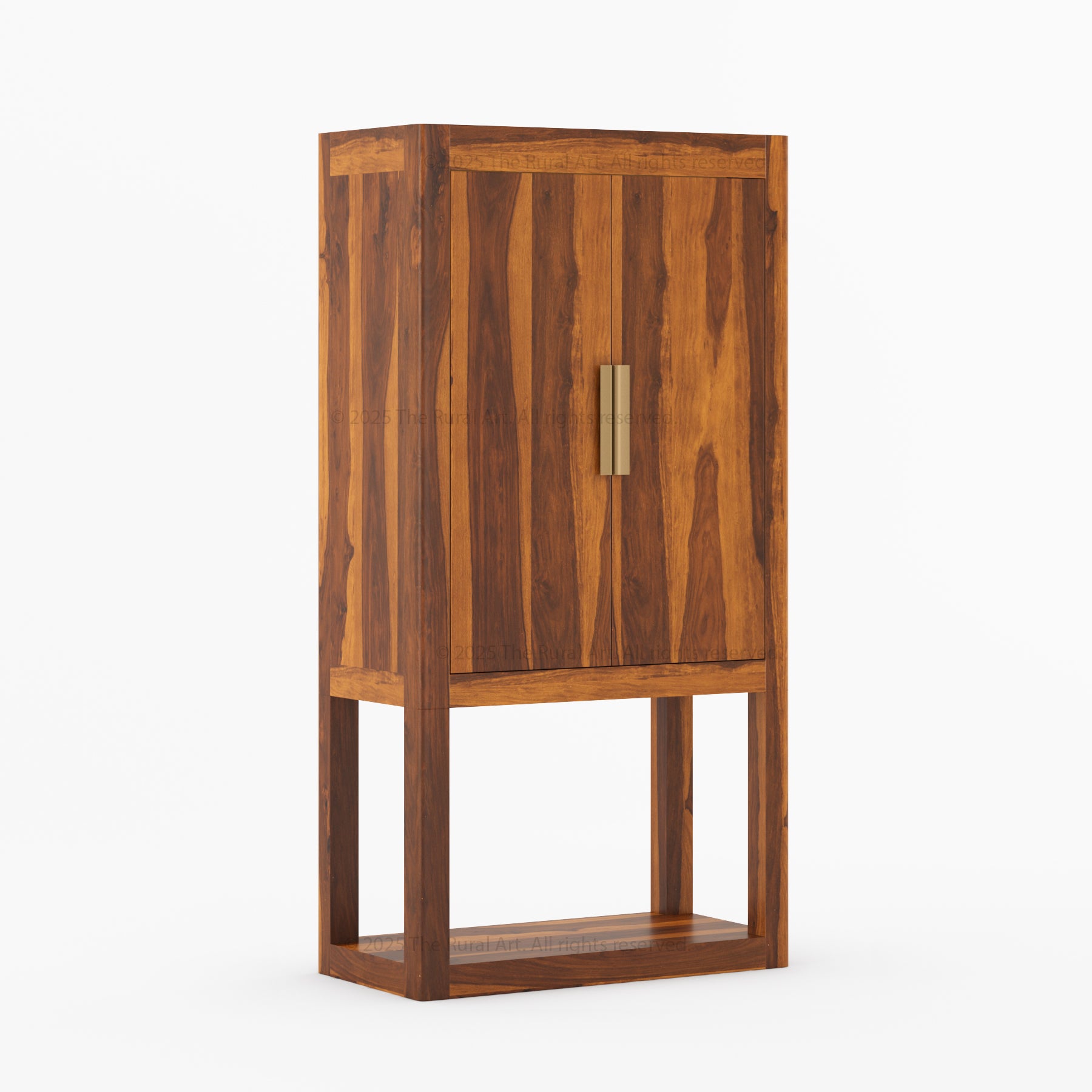 Aspen Modern Solid Wood Wine Bar Cabinet with Open Base