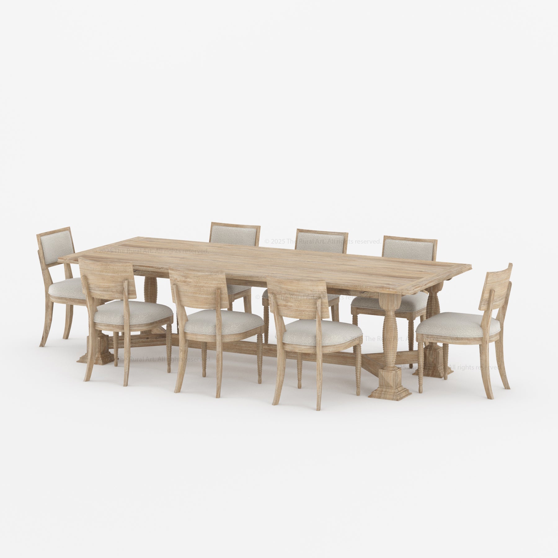 Monterey Solid Wood Dining Table & Upholstered Chair Set
