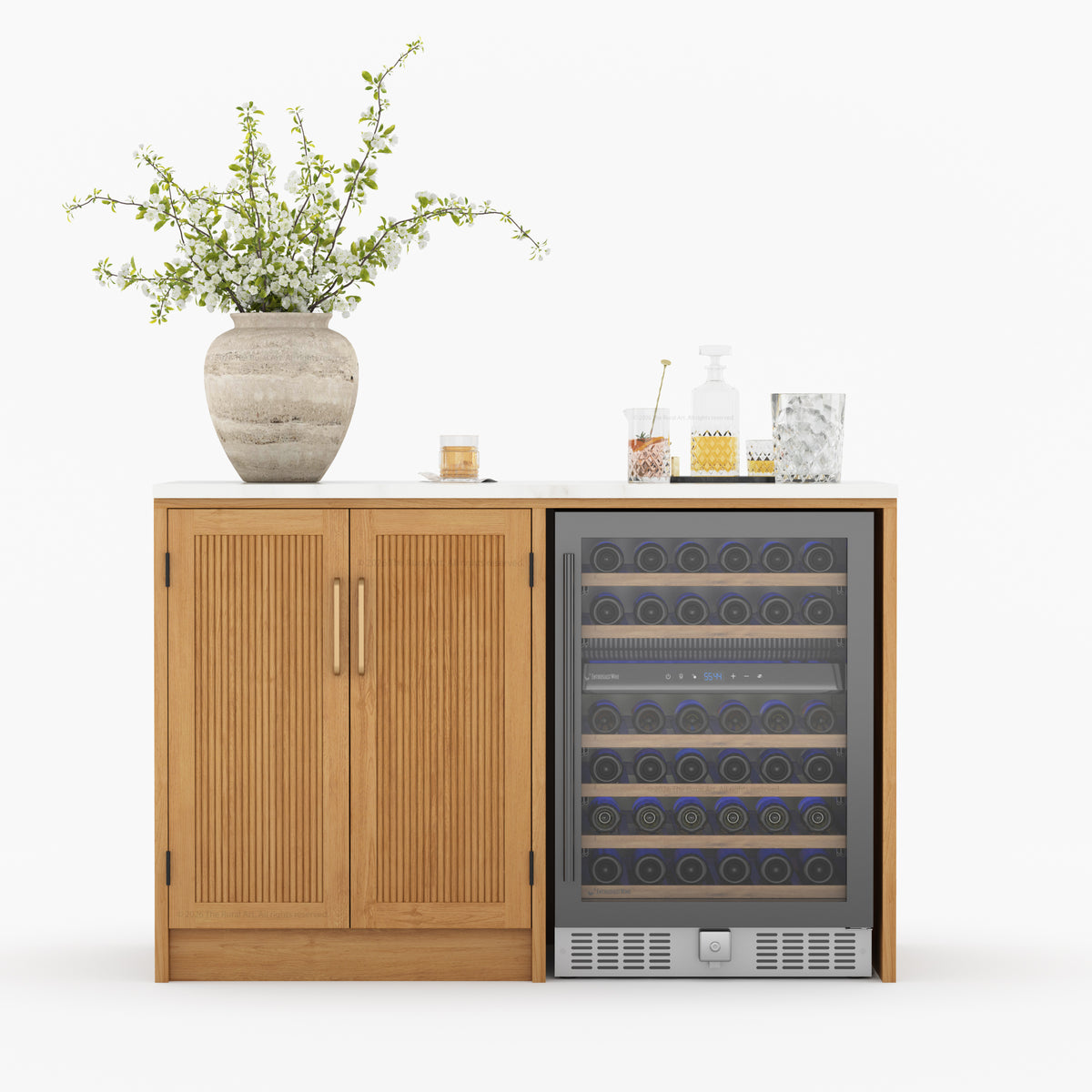Fresno Modern Solid Wood Wine Bar Cabinet with Fridge Cutout