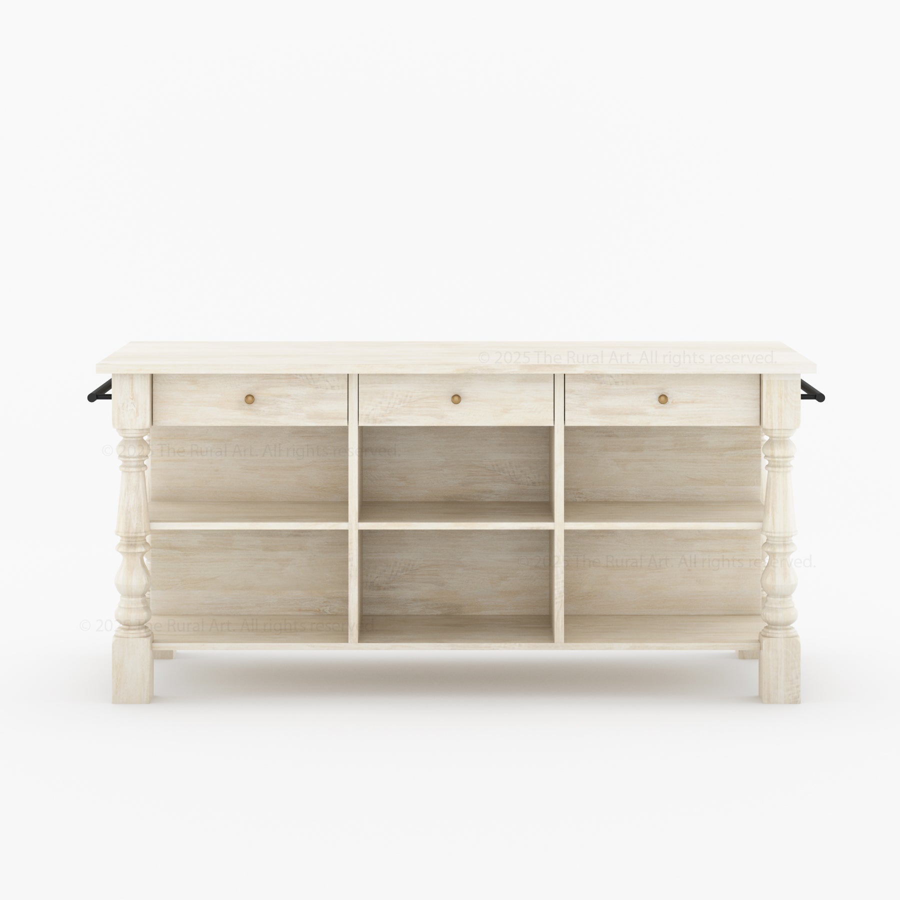 Bridgeport Solid Wood Kitchen Island with Storage & Turned Legs