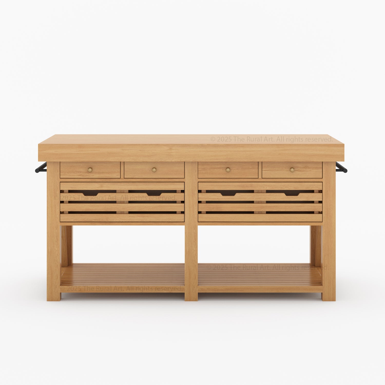 Mesa Solid Wood Kitchen Island with Drawer & Slatted Storage