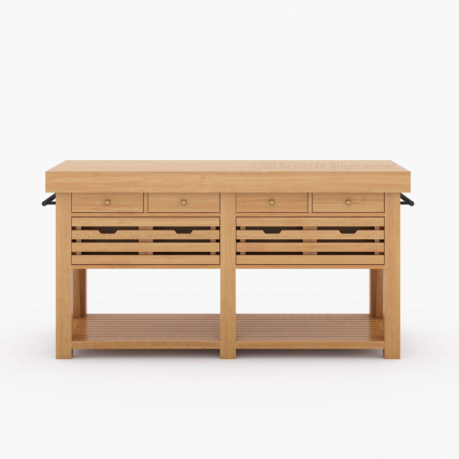 Mesa Solid Wood Kitchen Island with Drawer & Slatted Storage