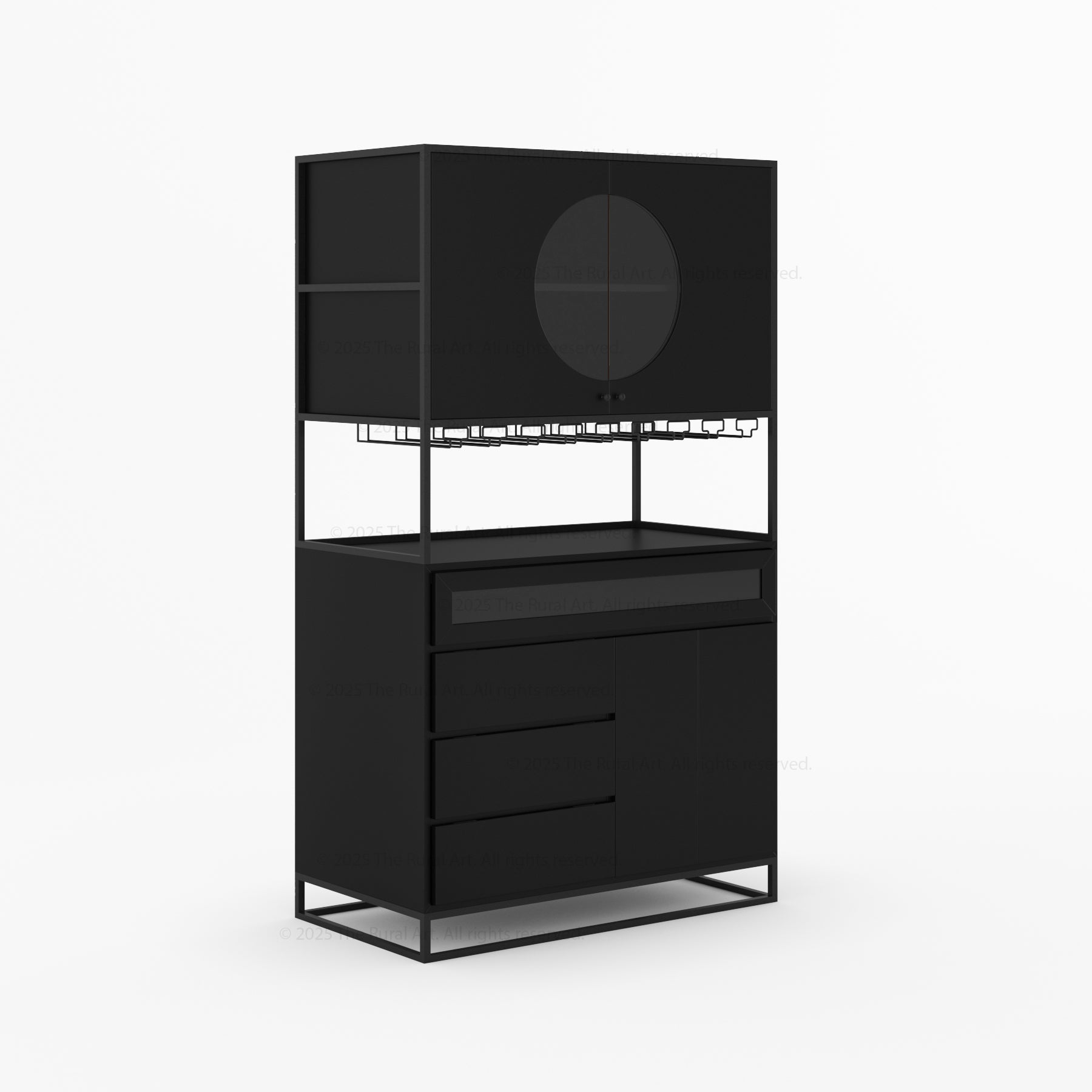 Parma Solid Wood Home Bar Cabinet with Wine Rack & Glass Holders