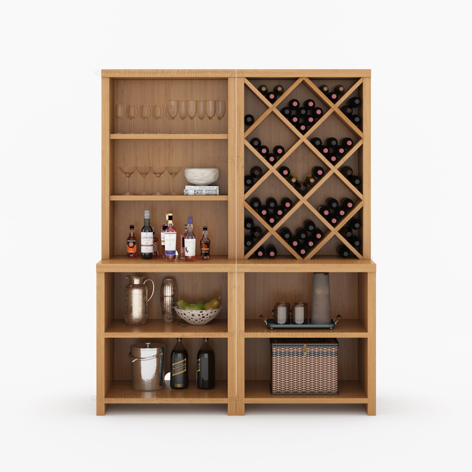 Modena Modular Wine Bar Hutch With or Without Fridge Space