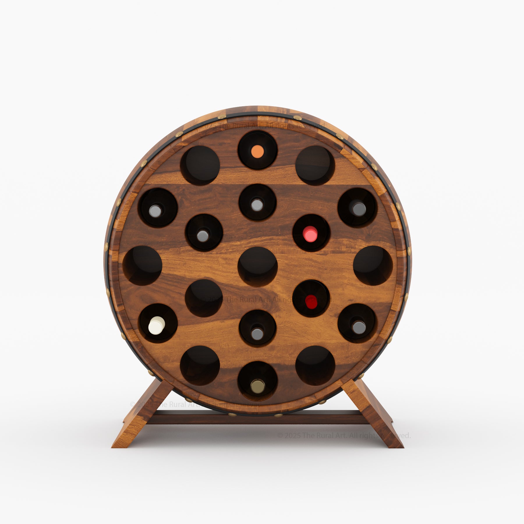 Portland Barrel Style Solid Wood Wine Rack 19 Bottle Holder