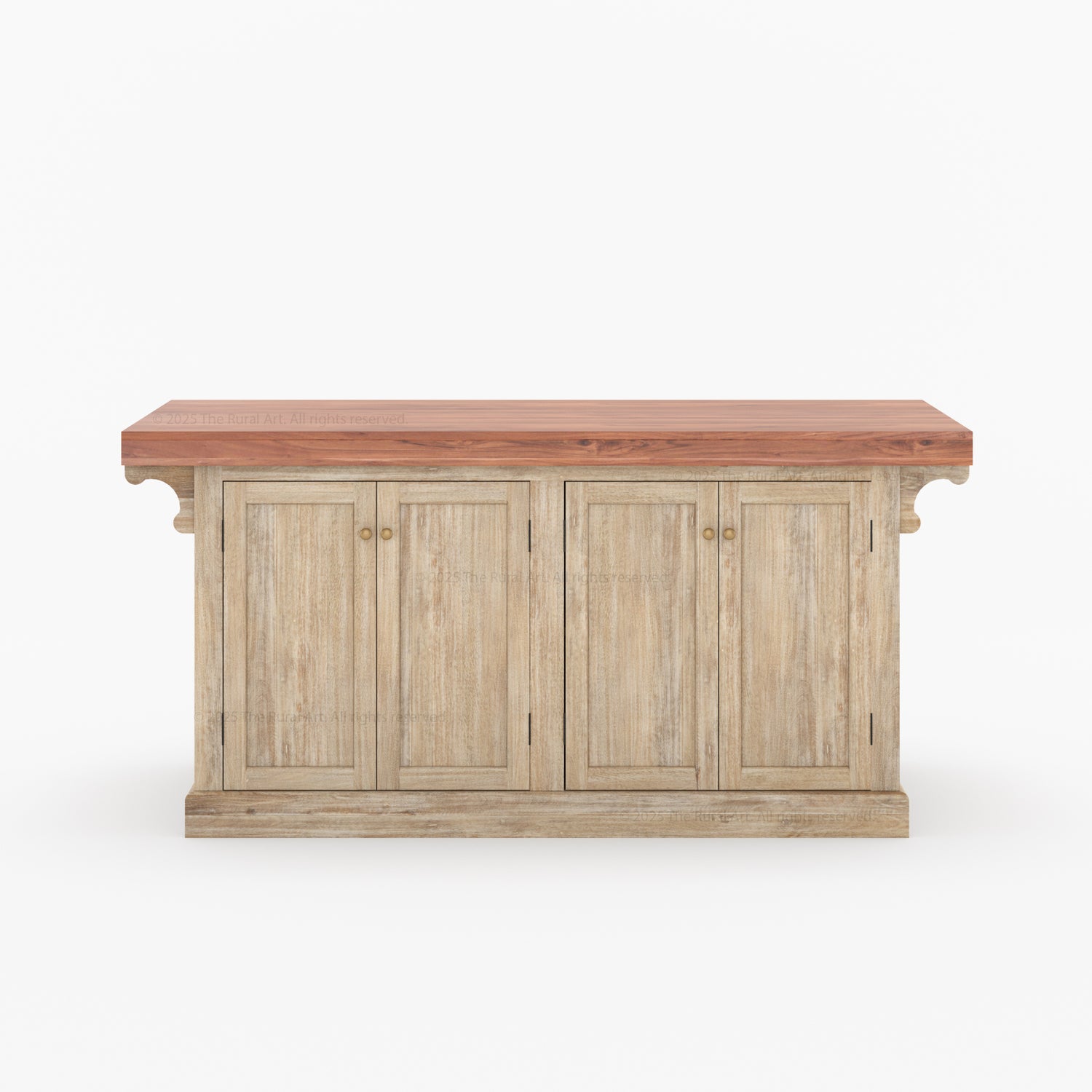 Sunbury Solid Wood Kitchen Island with Wine Rack & Dual-Sided Storage