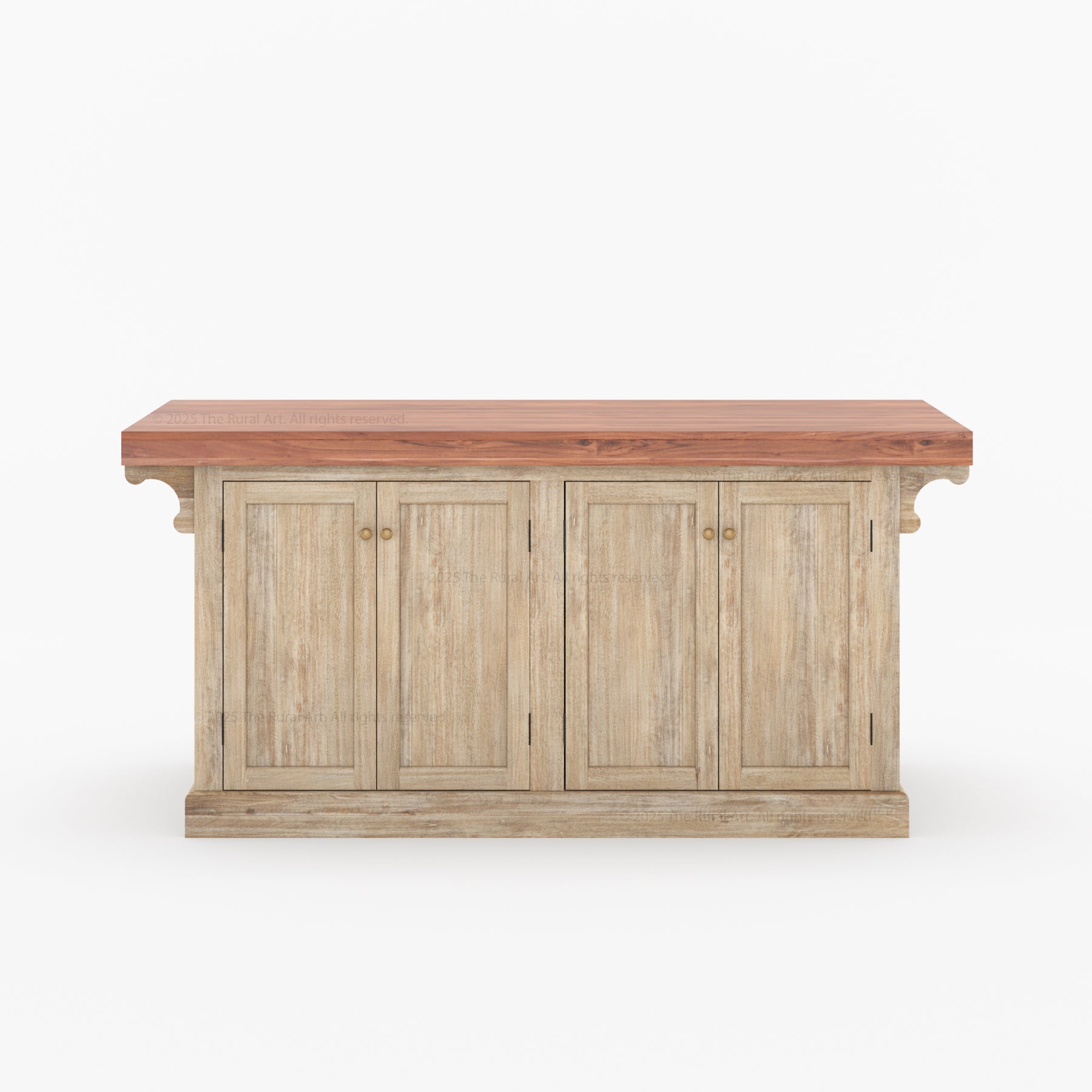 Sunbury Solid Wood Kitchen Island with Wine Rack & Dual-Sided Storage