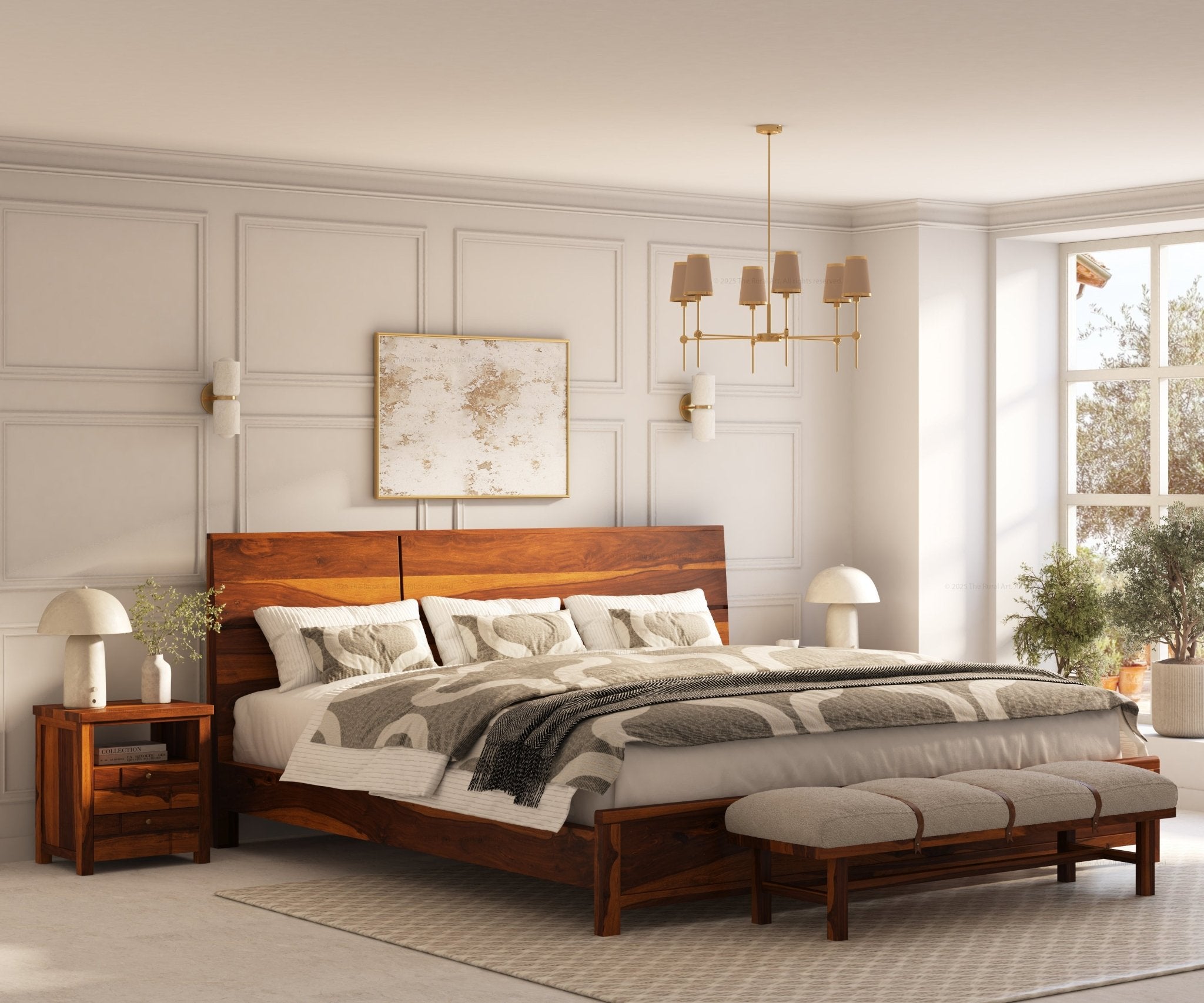 Princeton Bedroom Collection with Geometric Wood Detailing