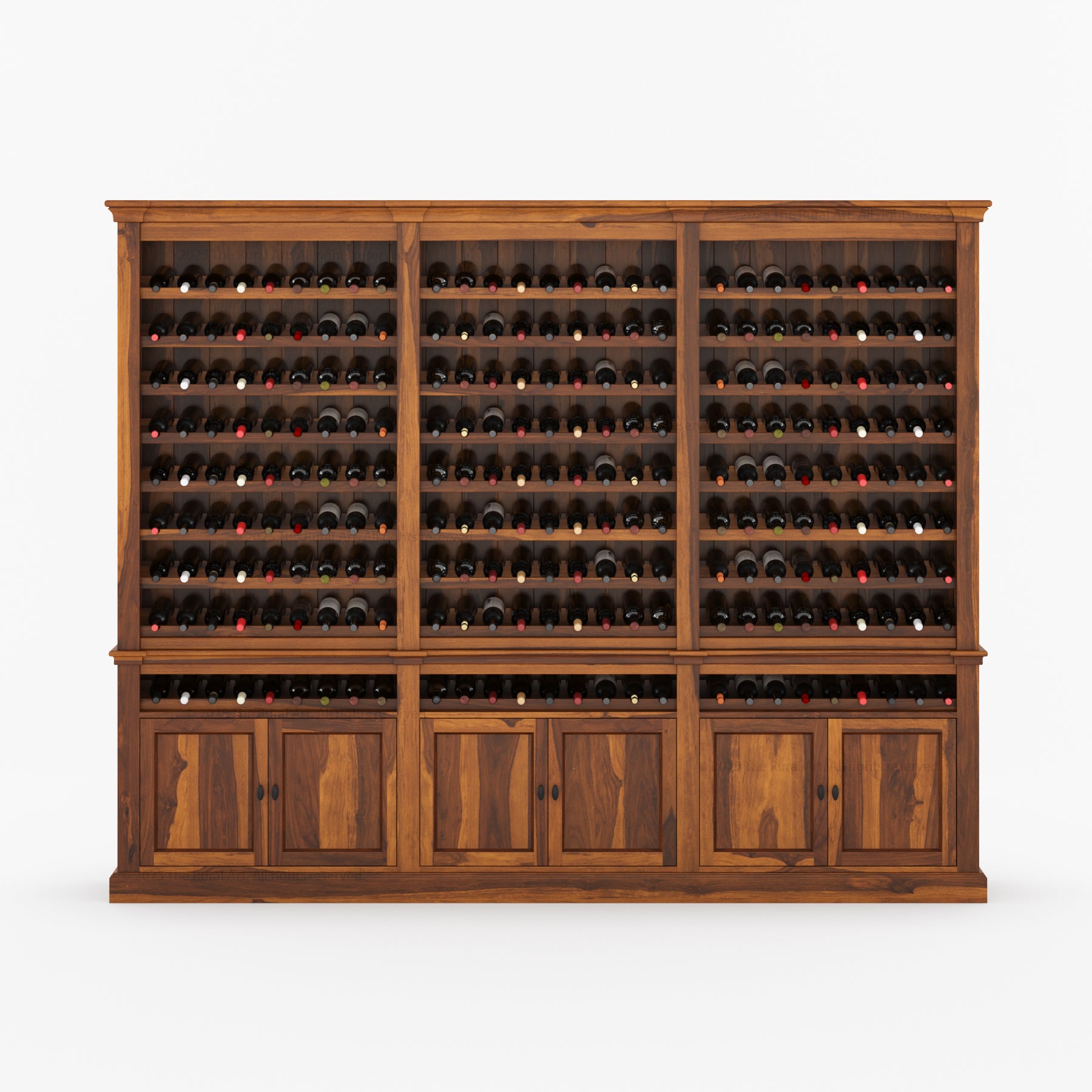 Grand 300 Bottle Wine Cellar Storage Rack Handcrafted In Solid Wood
