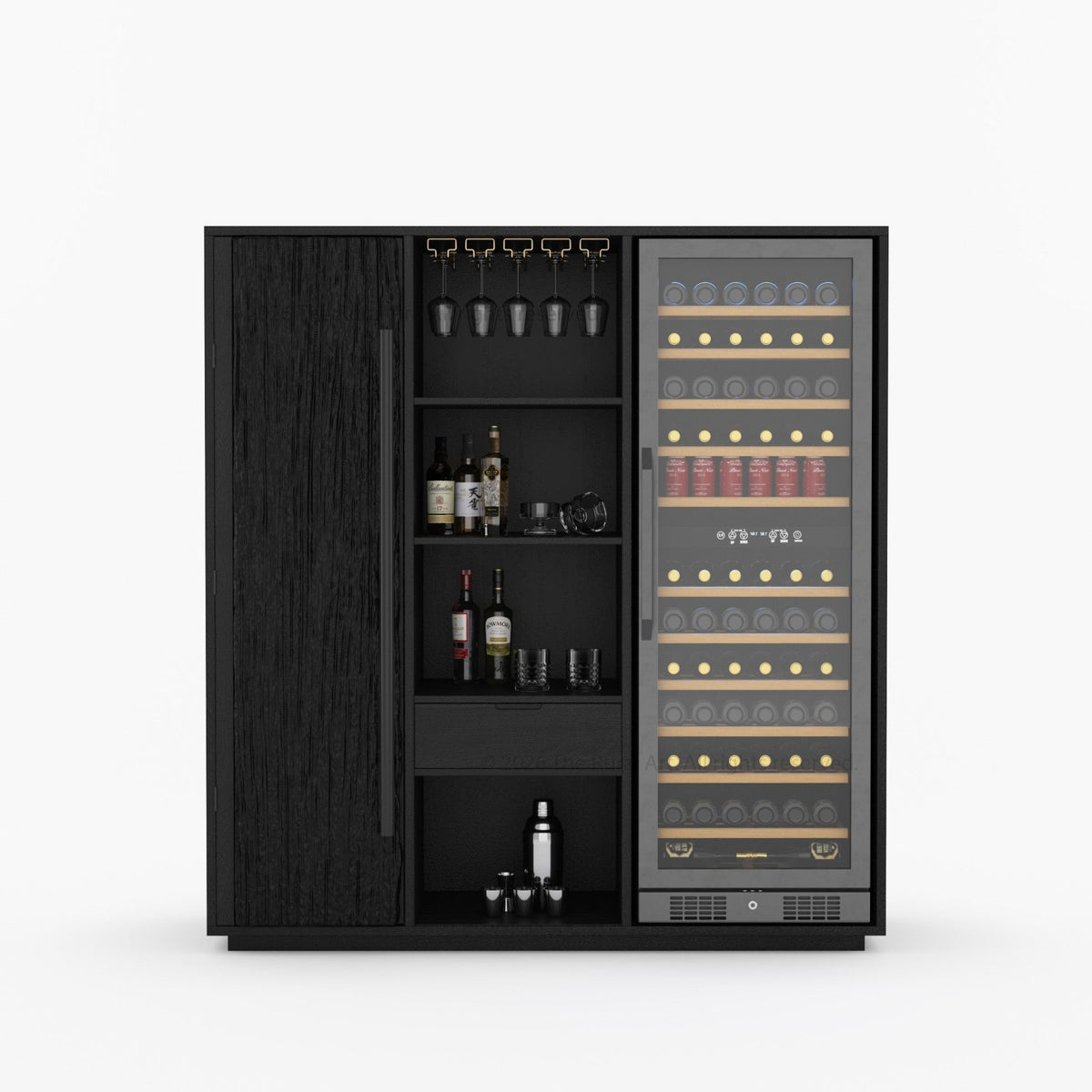 Myers Grand Modern Solid Wood Wine Bar Cabinet with Fridge Cutout