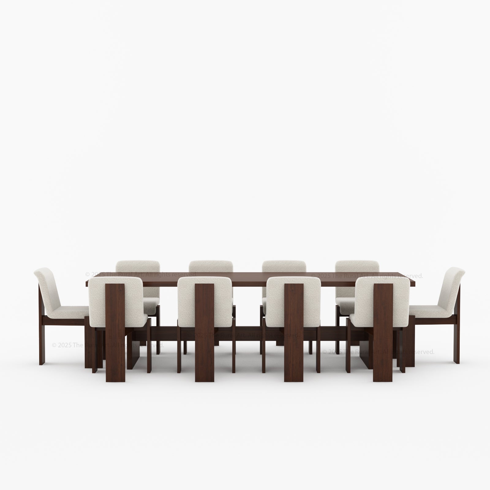 Marion Modern Slab-Leg Dining Table & Boucle Chair Set