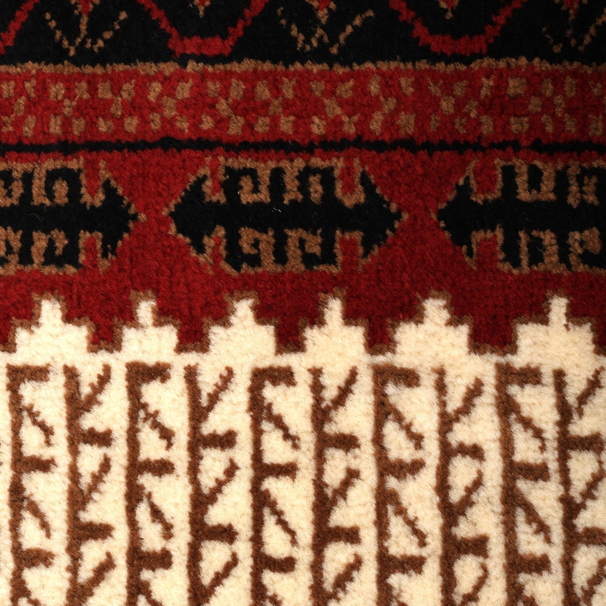 Sedona Hand-Knotted Wool Tribal Rug – Cream & Rust | Medium Pile Mild Soft Finish