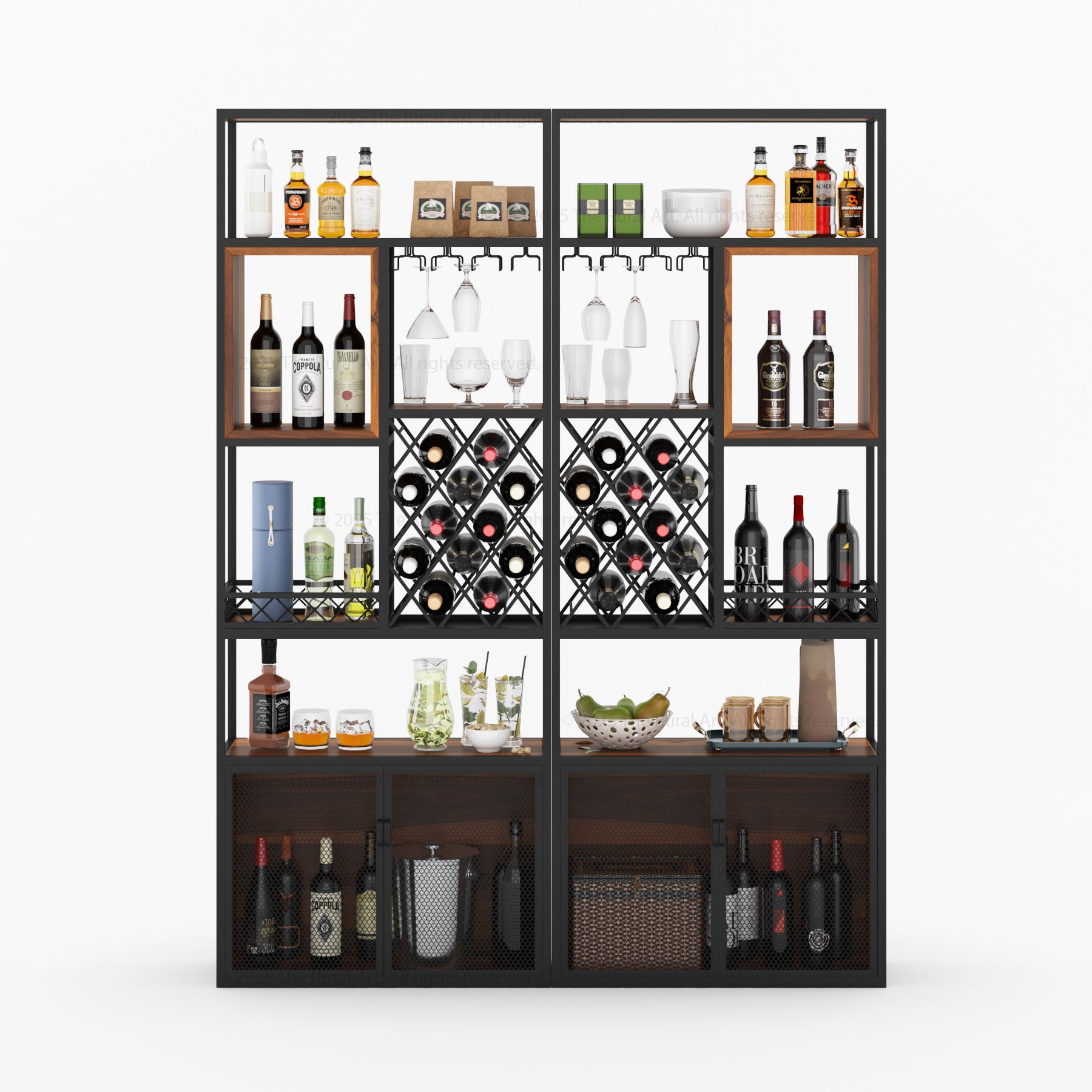 Philadelphia Modular Industrial Home Wine Bar Cabinet Rack
