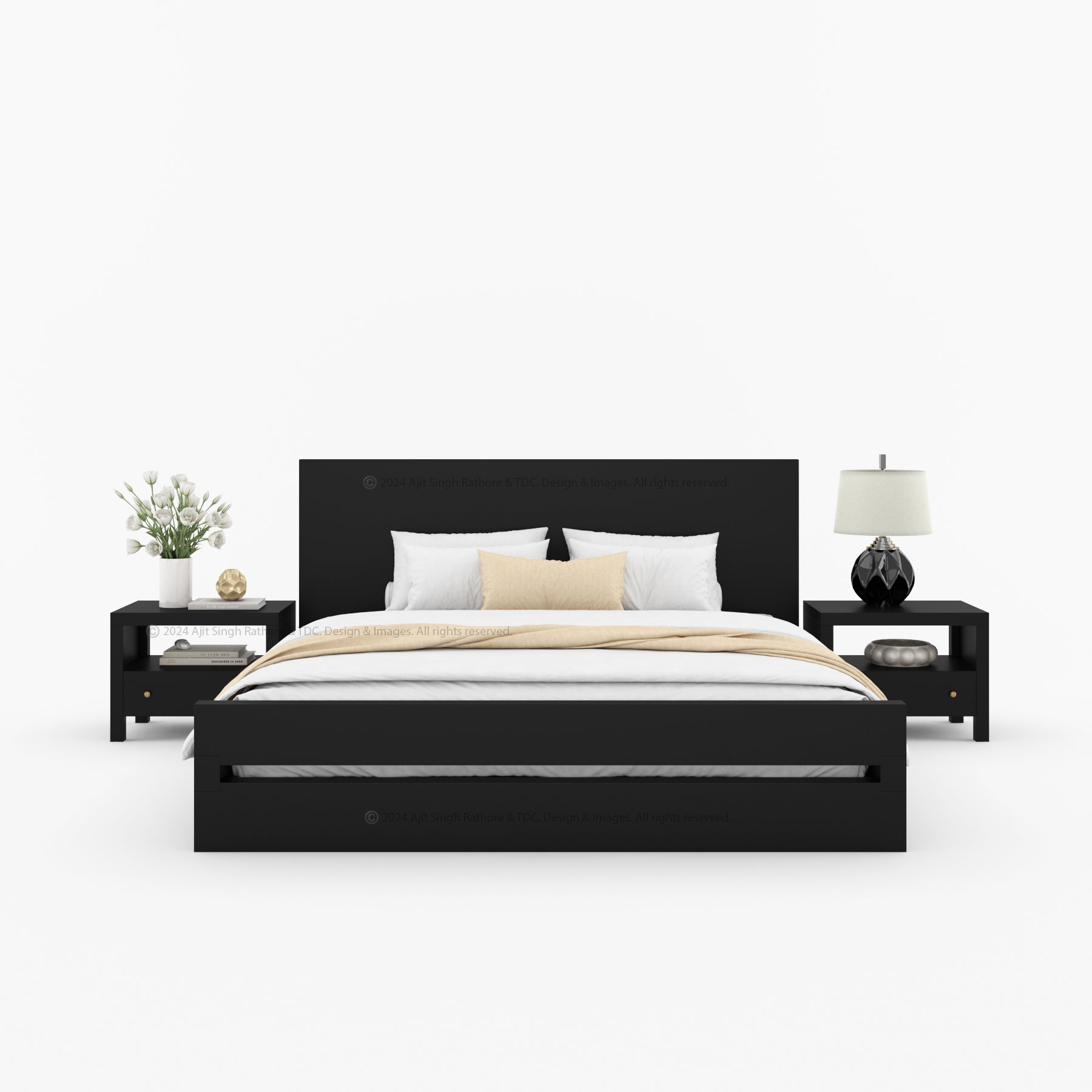 Lompoc Rustic Solid Wood Platform Bed Modern Minimalist Design