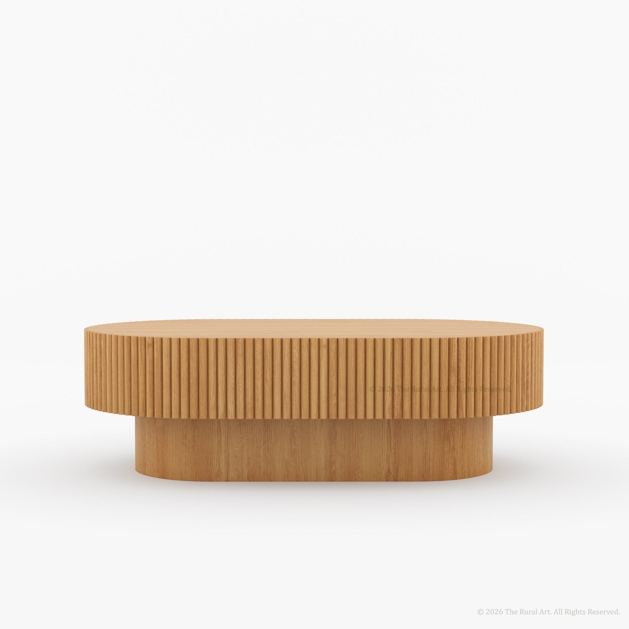 Cullman Teak Wood Oval Fluted Coffee Table
