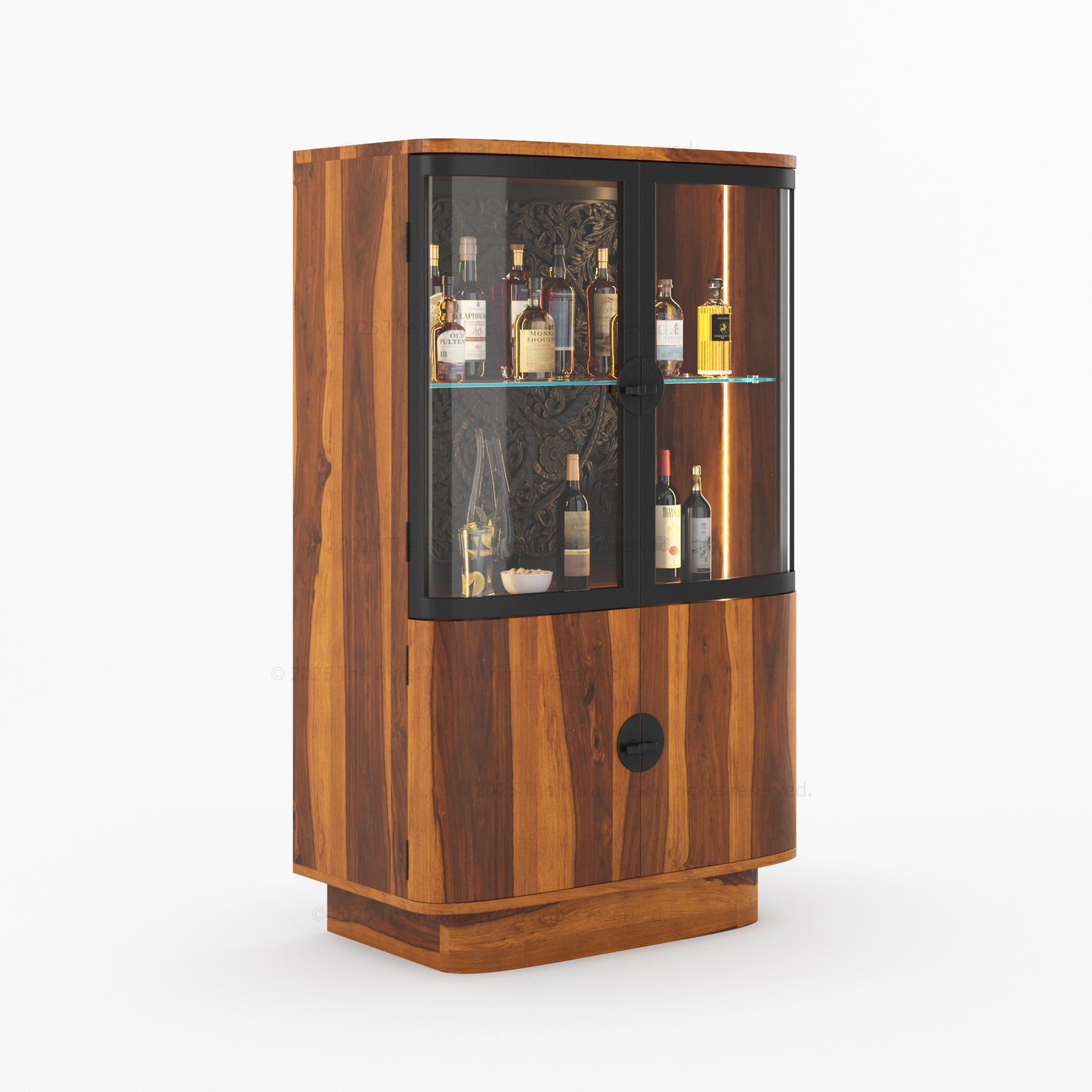 Woodinville Carved Bar Cabinet with Display Rack