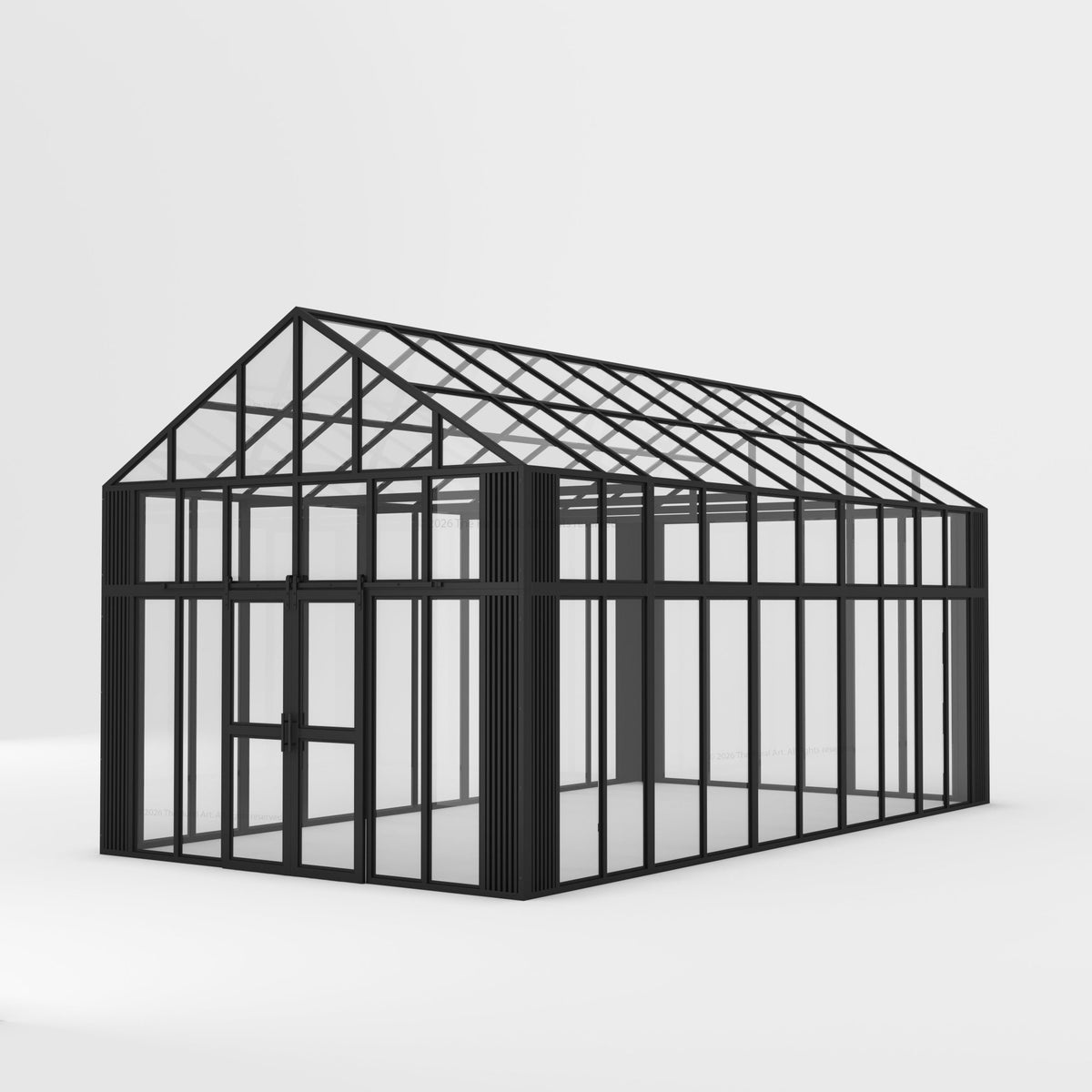 Boulder Estate Black Metal & Glass Greenhouse