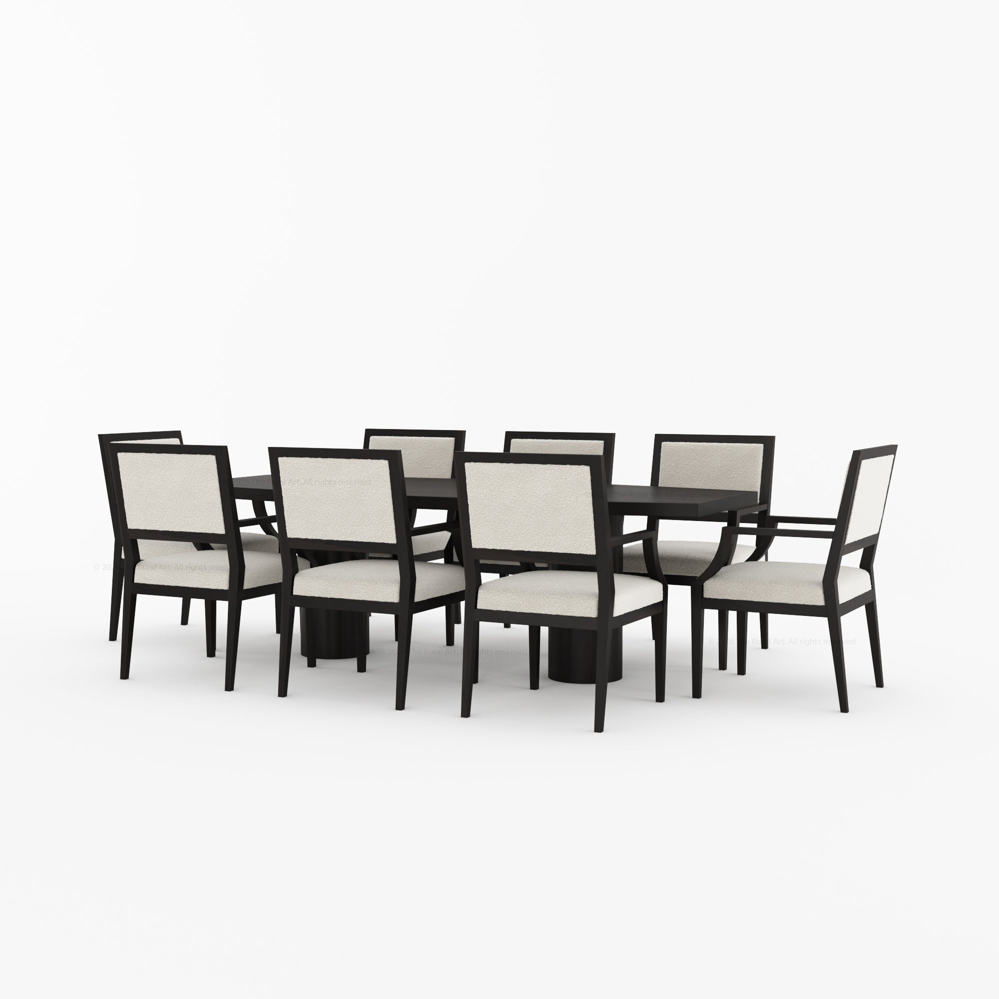 Winslow Sculpted Solid Wood Dining Table with Dual Pedestal Base