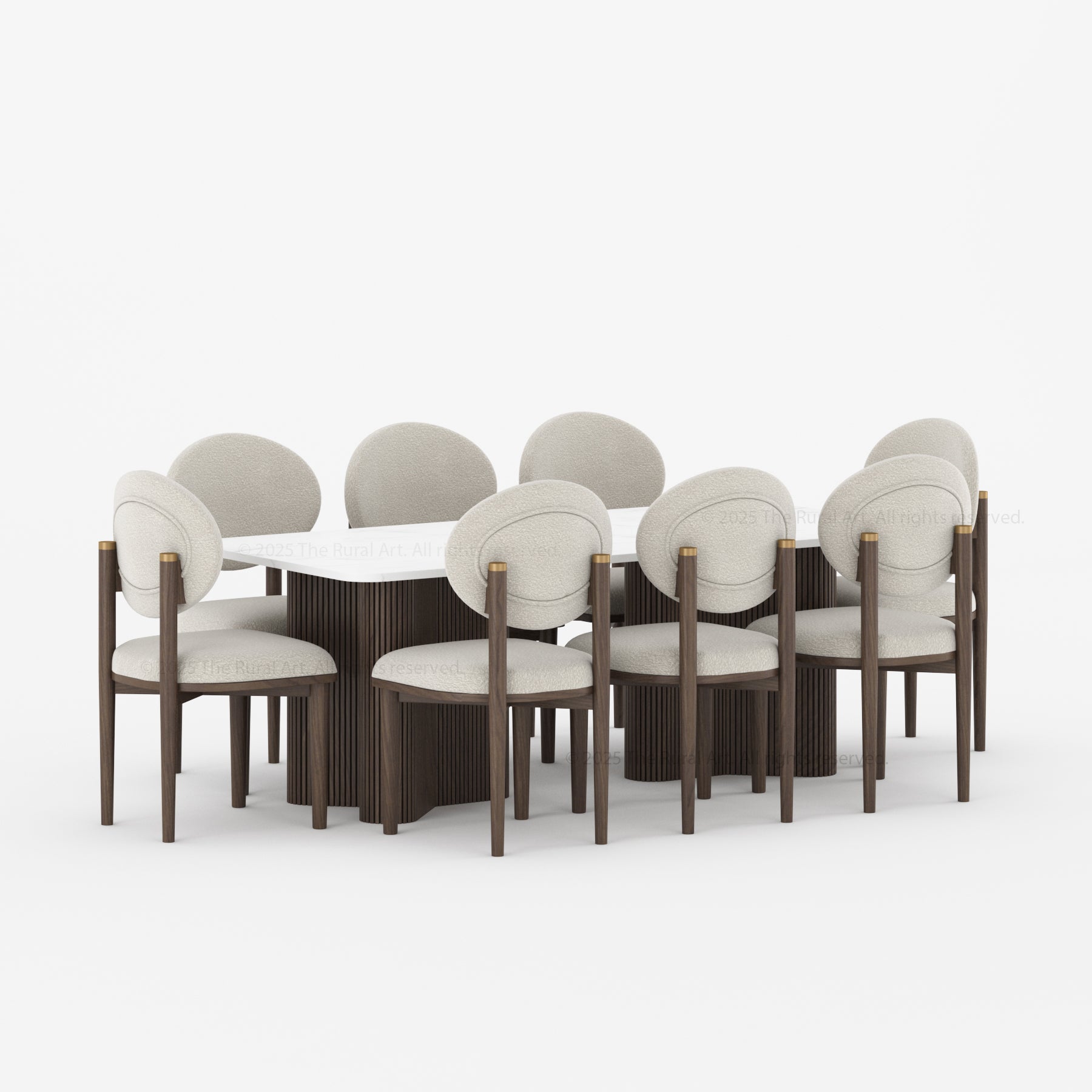 Valdez Fluted Dining Table & Upholstered Chair Set