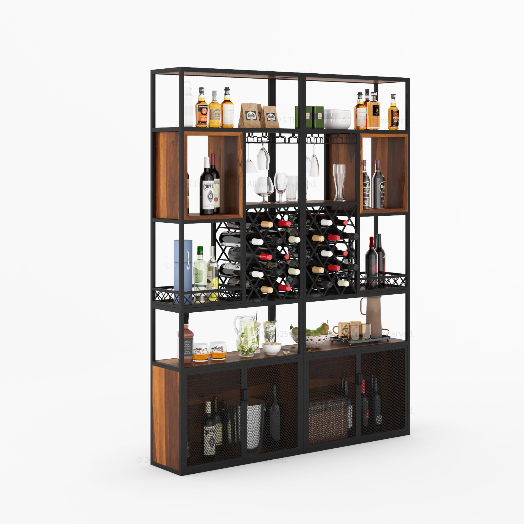 Philadelphia Modular Industrial Home Wine Bar Cabinet Rack