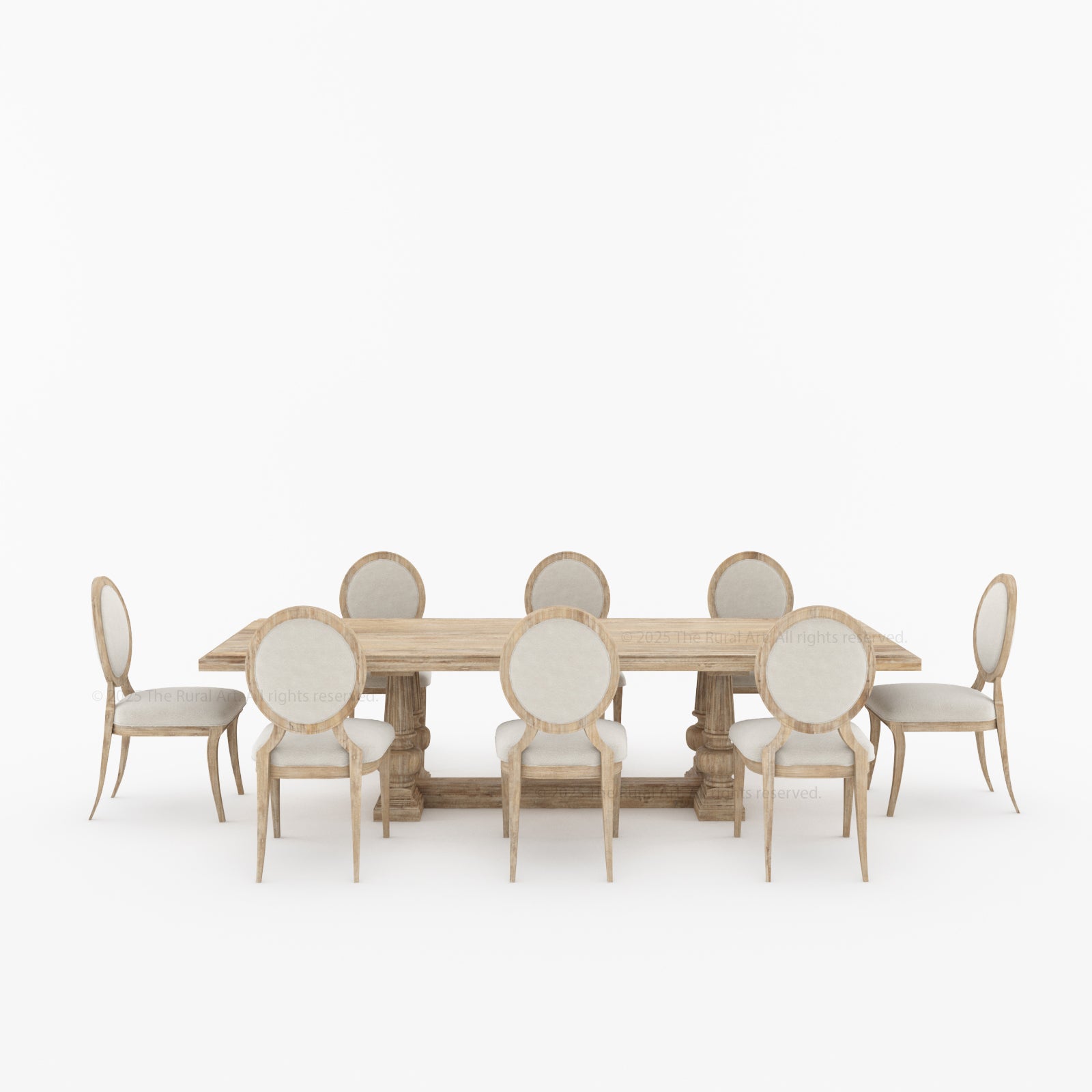 San Pedro Solid Wood Double Pedestal Dining Table – Rustic Grandeur Reimagined