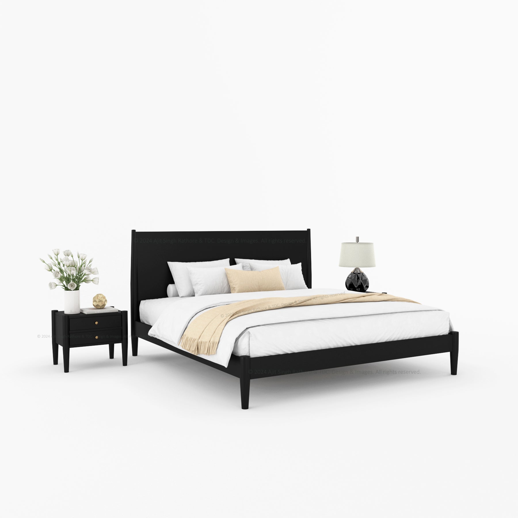 Searcy Solid Wood Platform Bed with Headboard & Slats