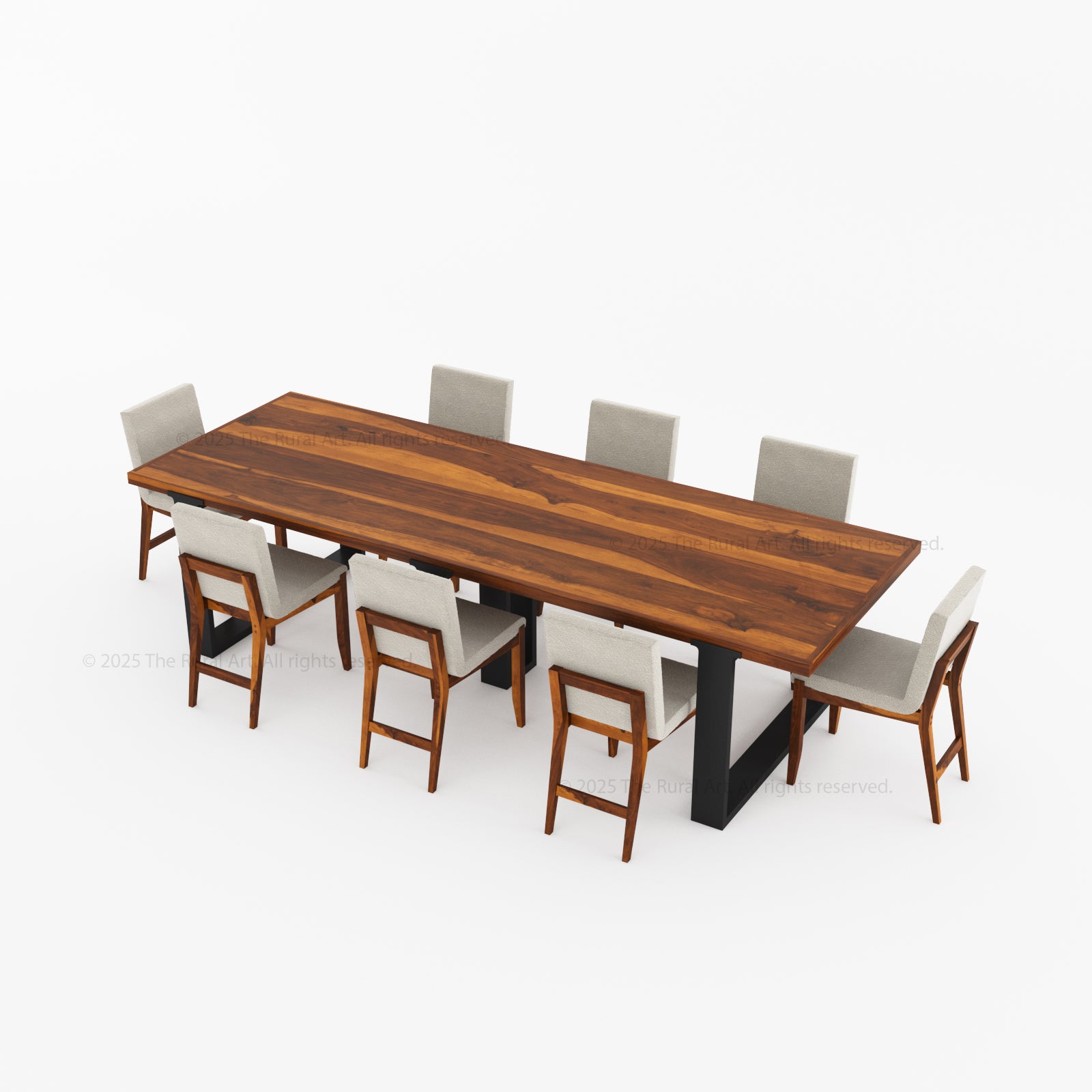 Ashland Modern Solid Wood Dining Table Upholstered Chairs Set with Dual-Tone Legs