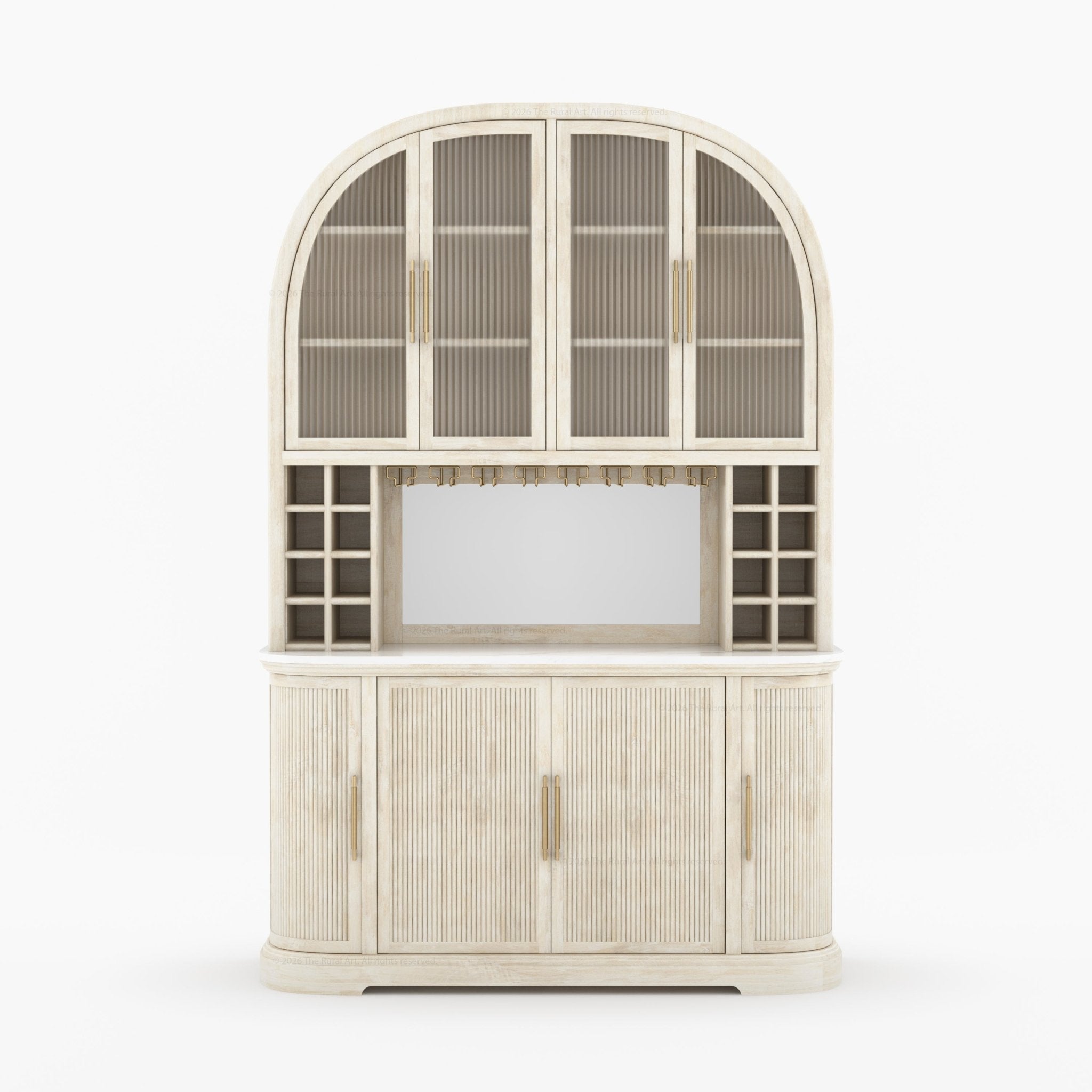 Tuscany Arched Wine Bar Cabinet with Makrana Marble