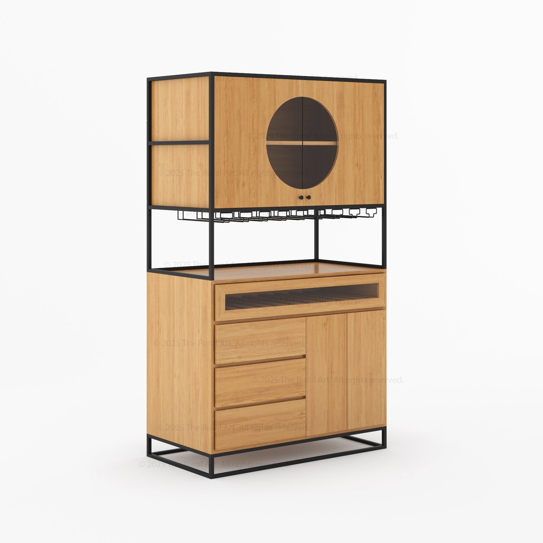 Parma Solid Wood Home Bar Cabinet with Wine Rack & Glass Holders