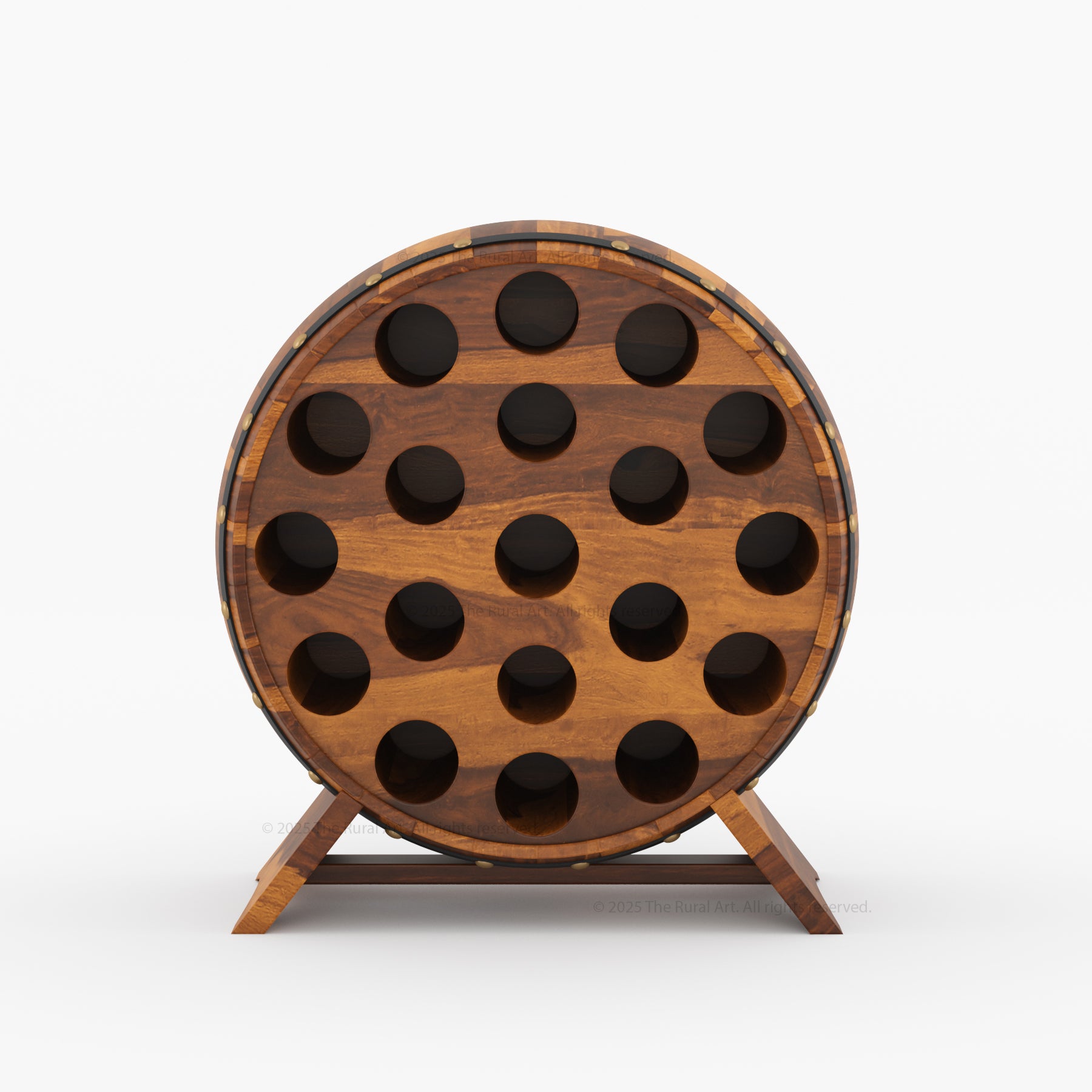 Portland Barrel Style Solid Wood Wine Rack 19 Bottle Holder