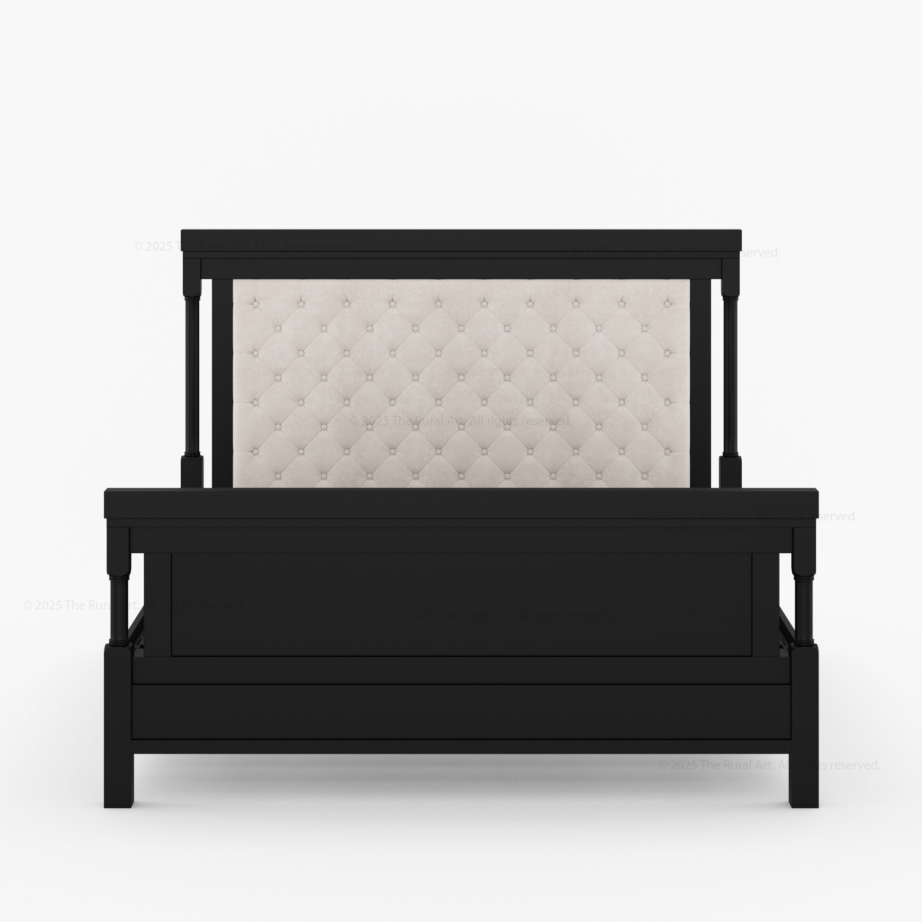 Verona Rustic Solid Wood Tall Headboard Upholstered Bed