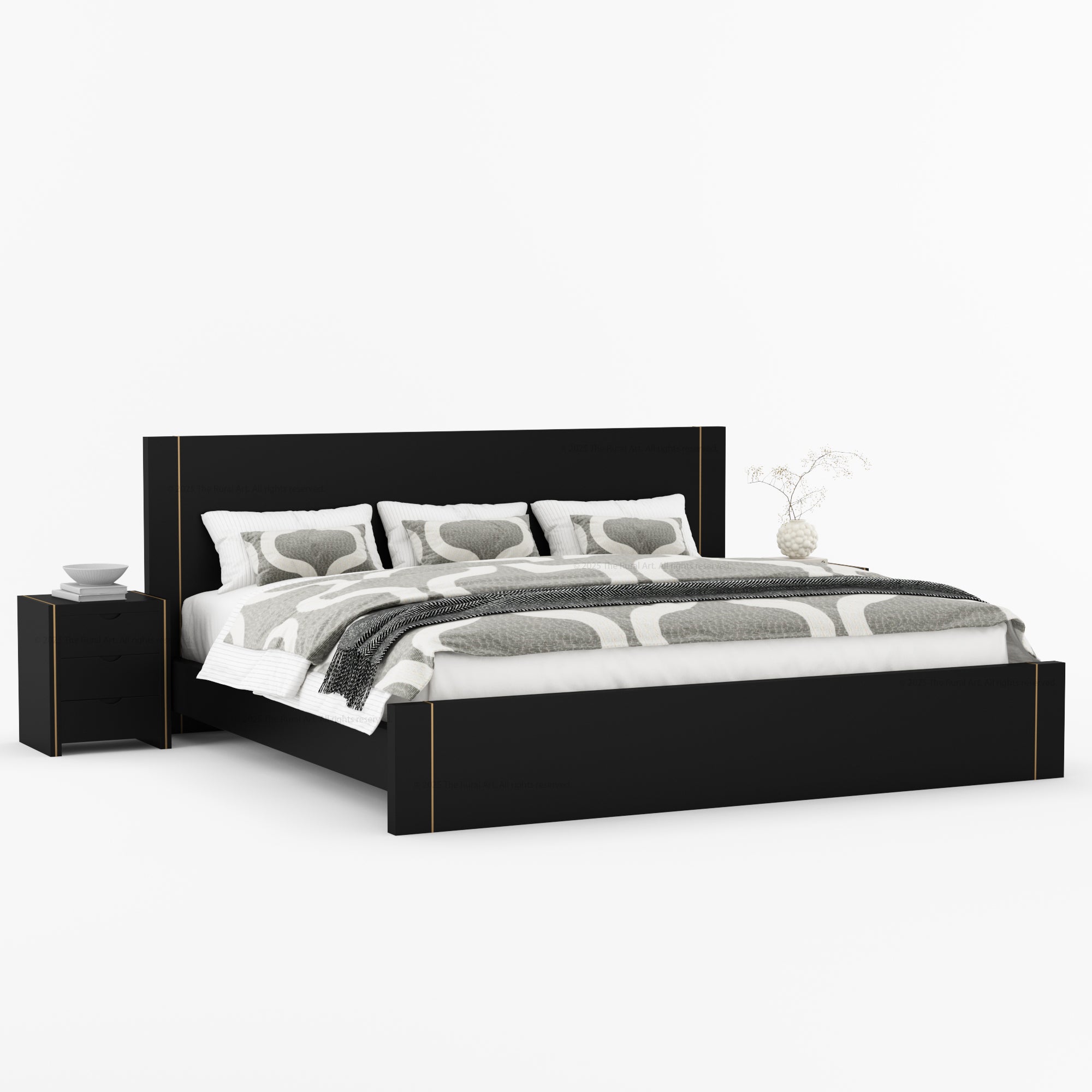 Branson Solid Wood Bedroom Collection with Brass Inlay Detailing