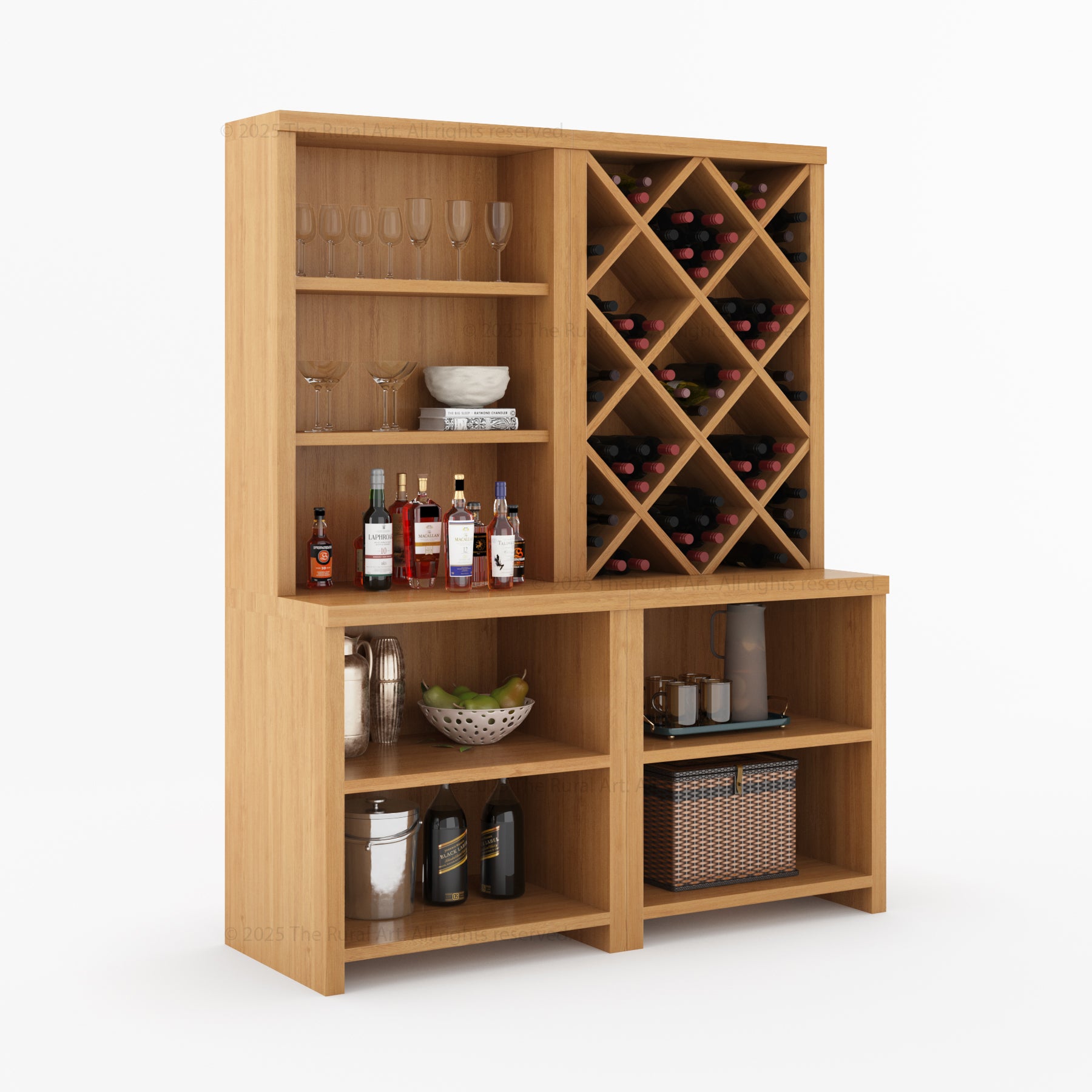 Modena Modular Wine Bar Hutch With or Without Fridge Space
