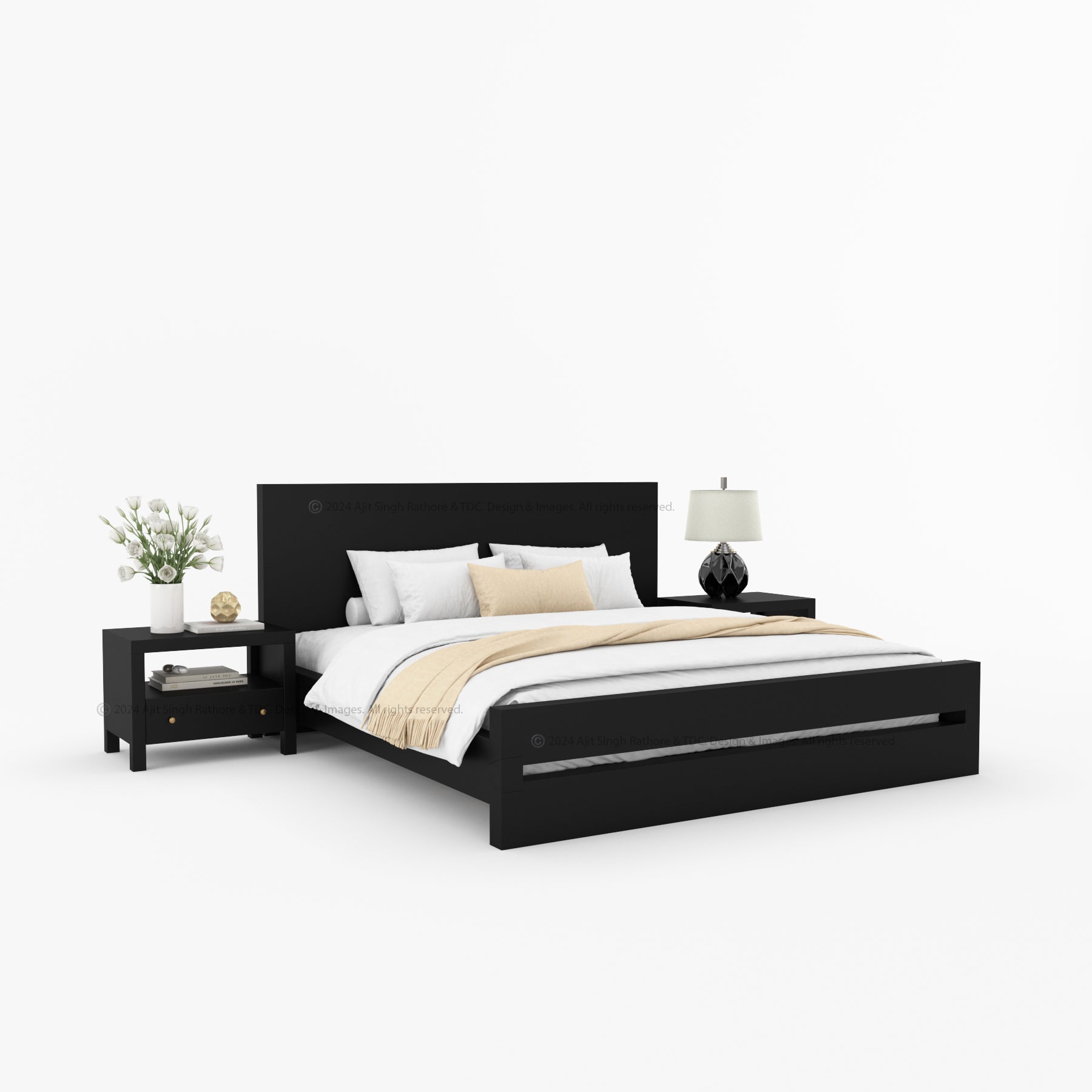 Lompoc Rustic Solid Wood Platform Bed Modern Minimalist Design