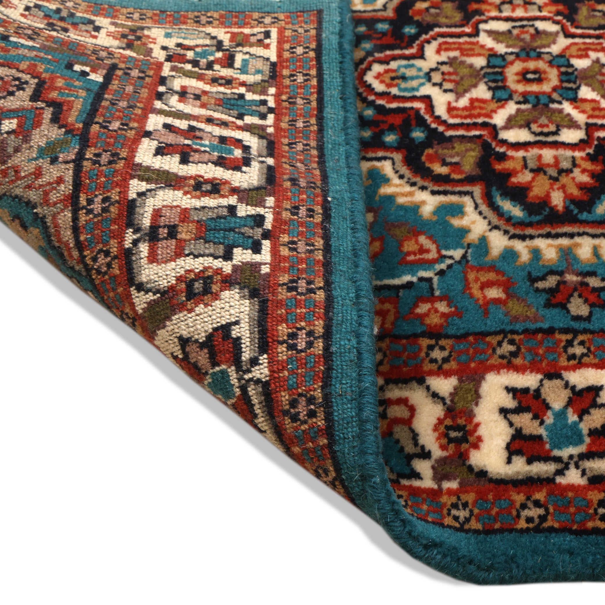 Highland Turquoise Hand-Knotted Wool Runner Rug