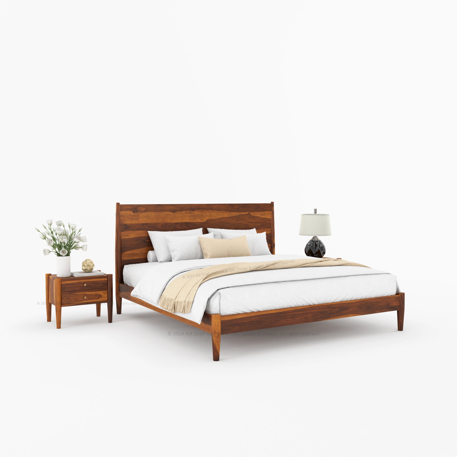 Searcy Solid Wood Platform Bed with Headboard & Slats