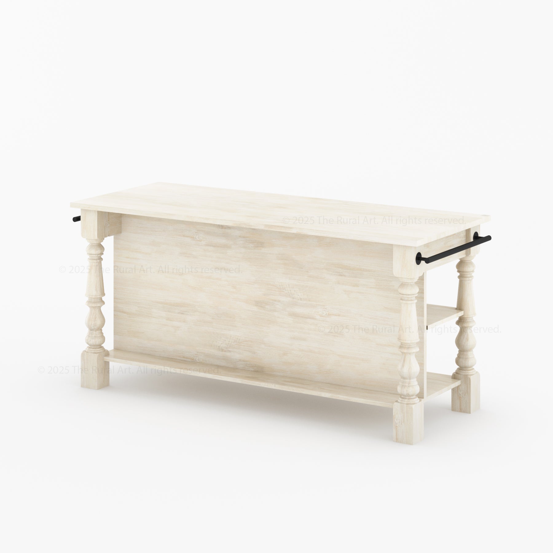 Bridgeport Solid Wood Kitchen Island with Storage & Turned Legs