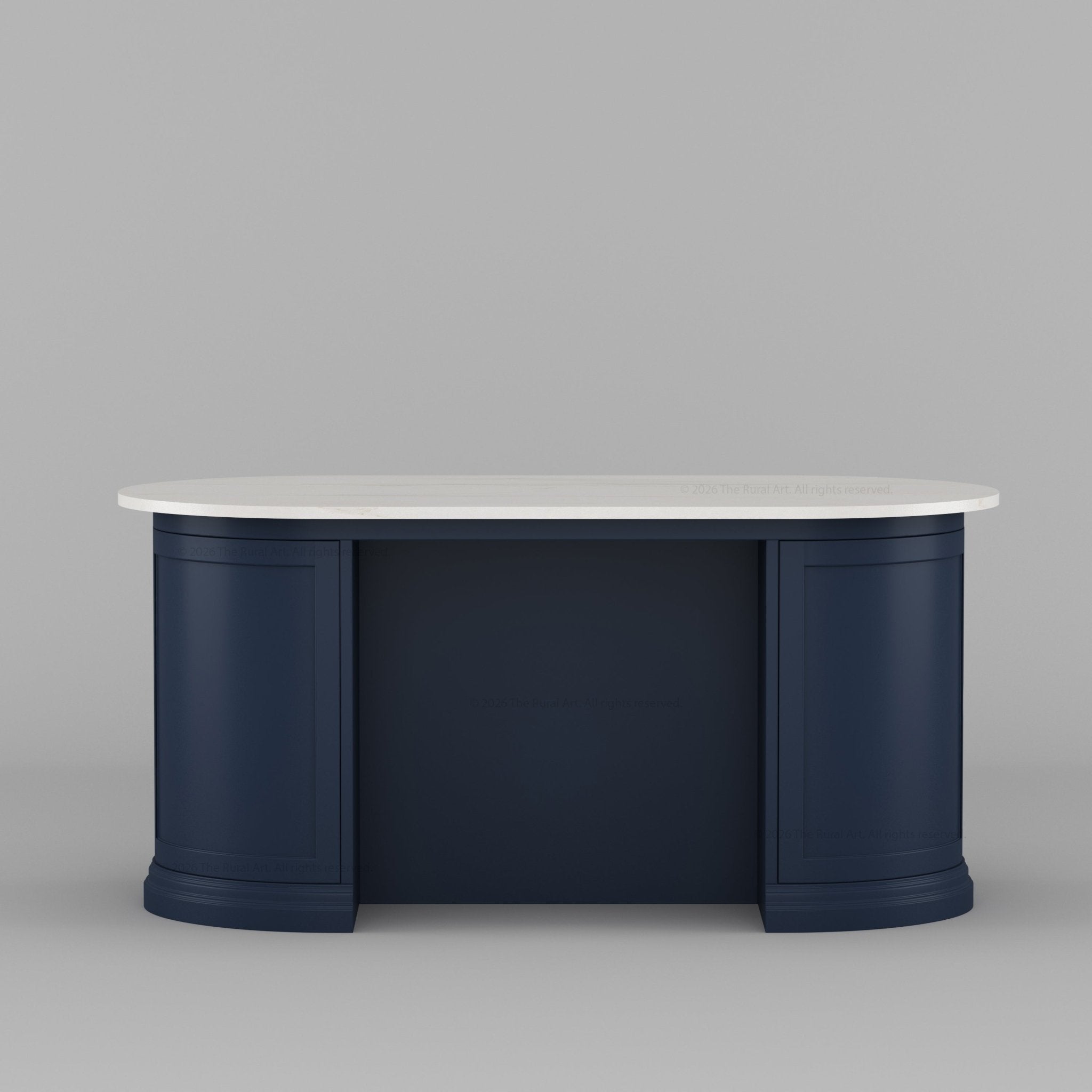 Harrison Solid Wood Oval Kitchen Island with Storage & Optional Seating