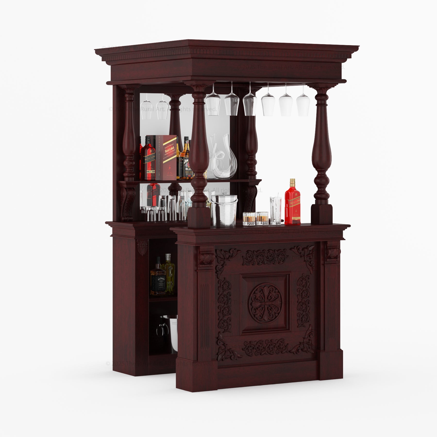 Italian Luxury Ornate Carved Wine Bar - Made in Italy